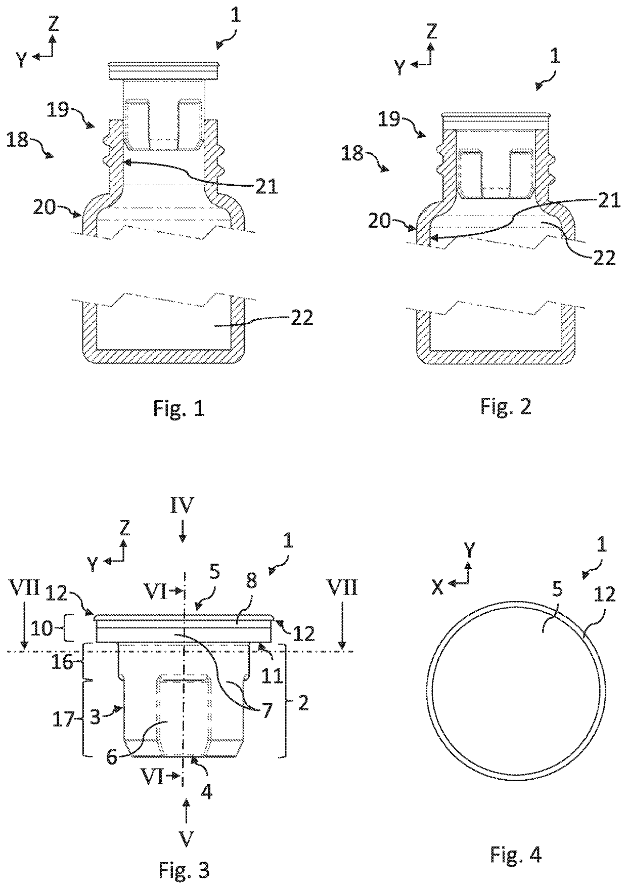 Stopper for a container for use in freeze-drying processes, and assembly of a stopper and a container