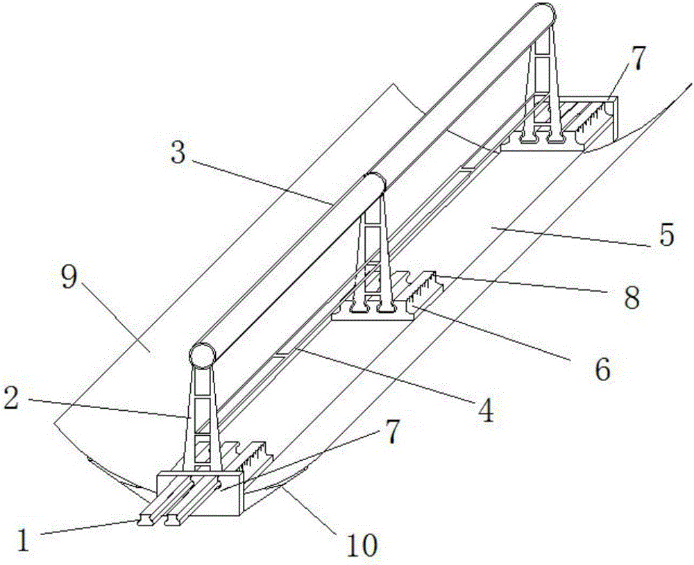 A trough solar collector with a horizontal slide rail device