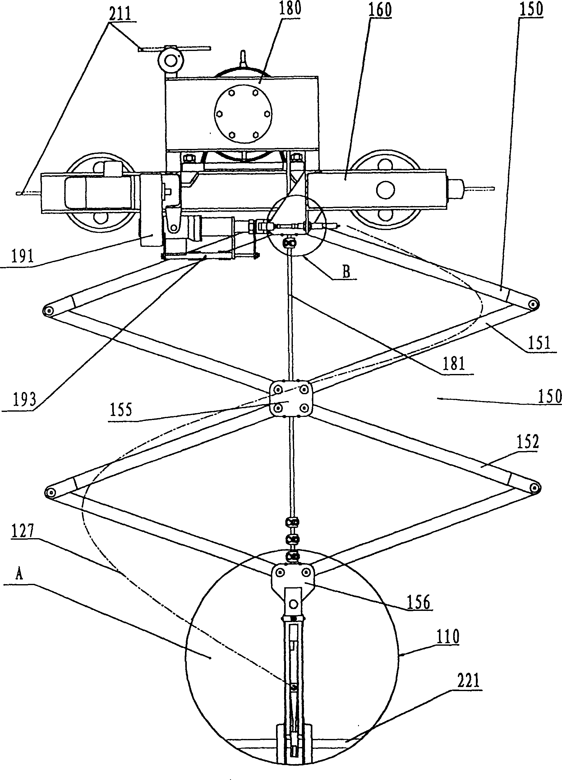 Hoisting and transport device extracting article from local high temperature area