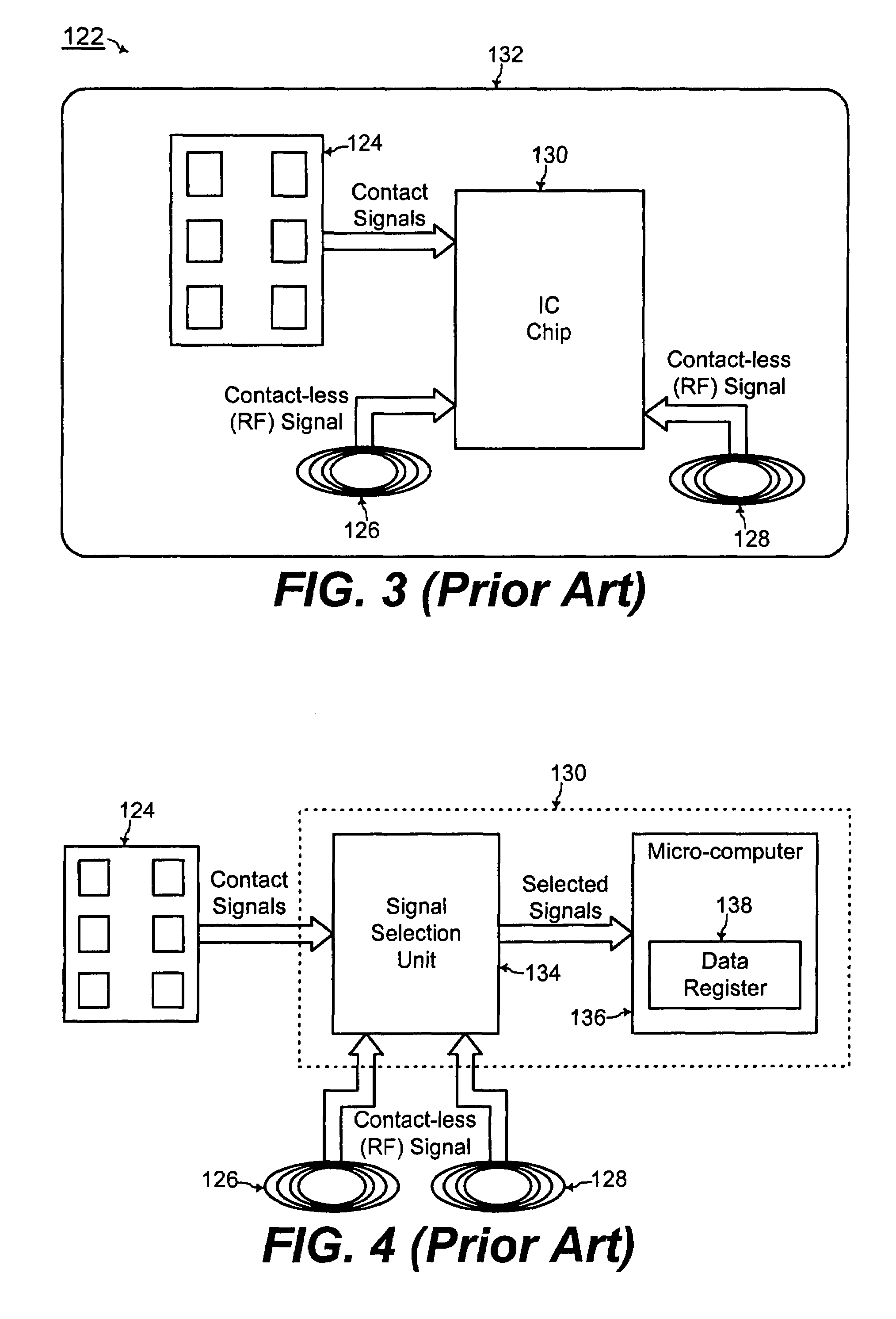 Chip card with simultaneous contact and contact-less operations