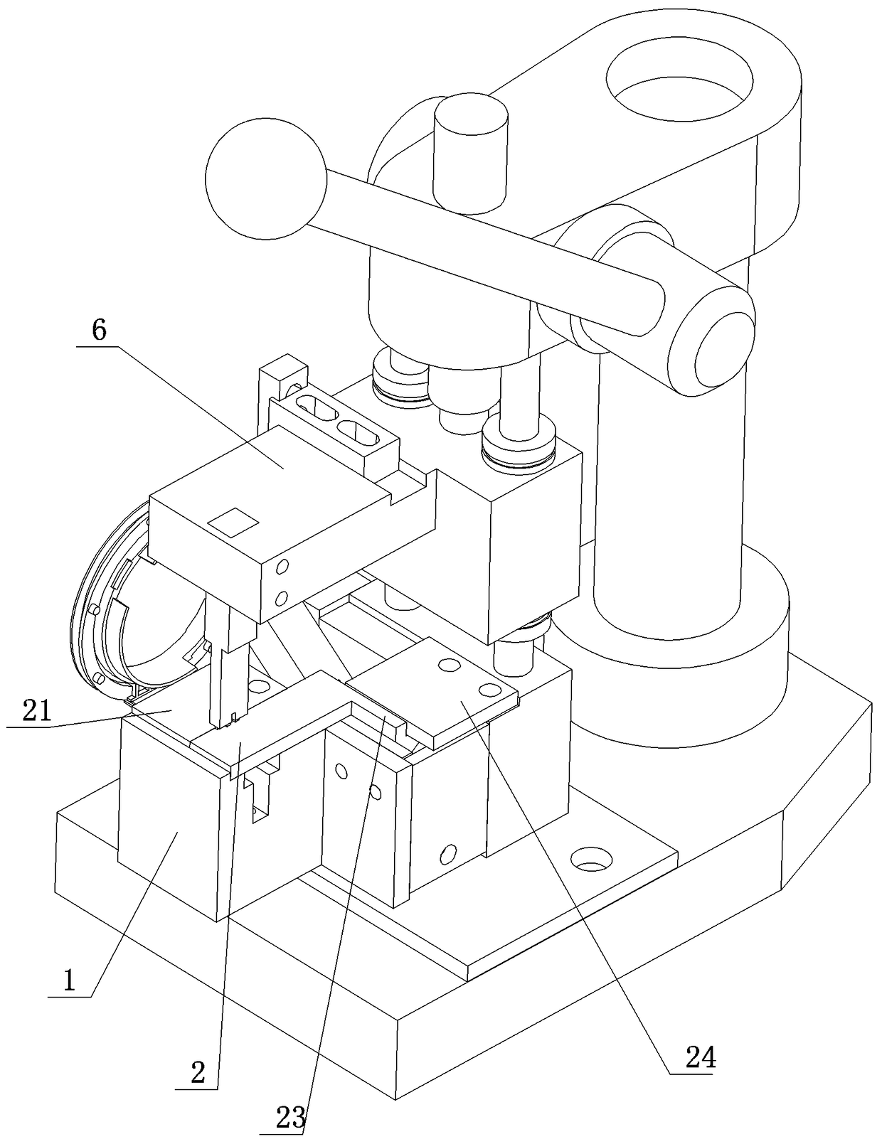 Coil framework L-shaped terminal pressing-in tool