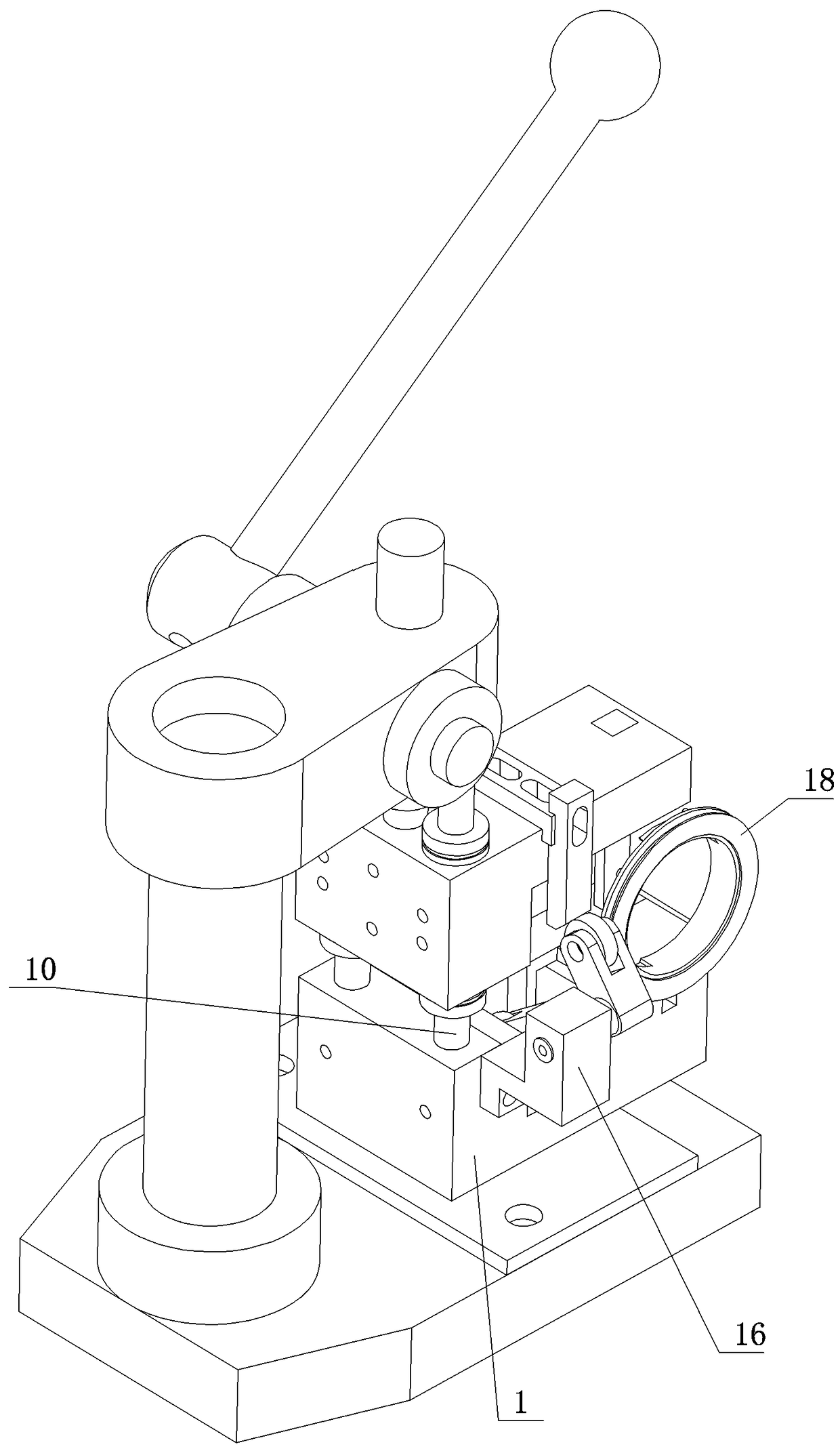 Coil framework L-shaped terminal pressing-in tool