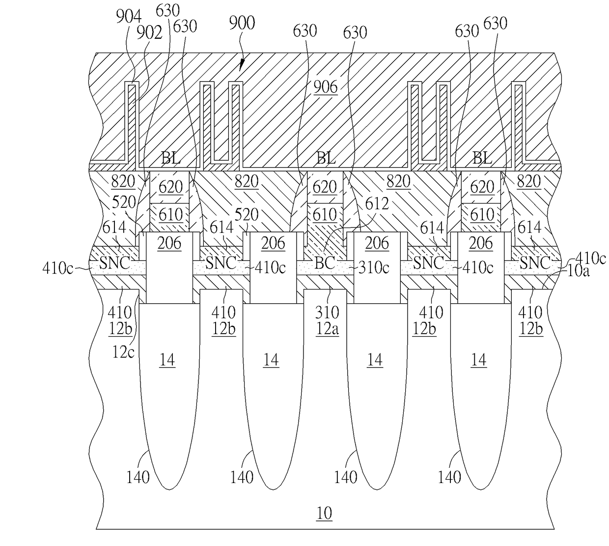 Semiconductor memory device having coplanar digit line contacts and storage node contacts in memory array and method for fabricating the same