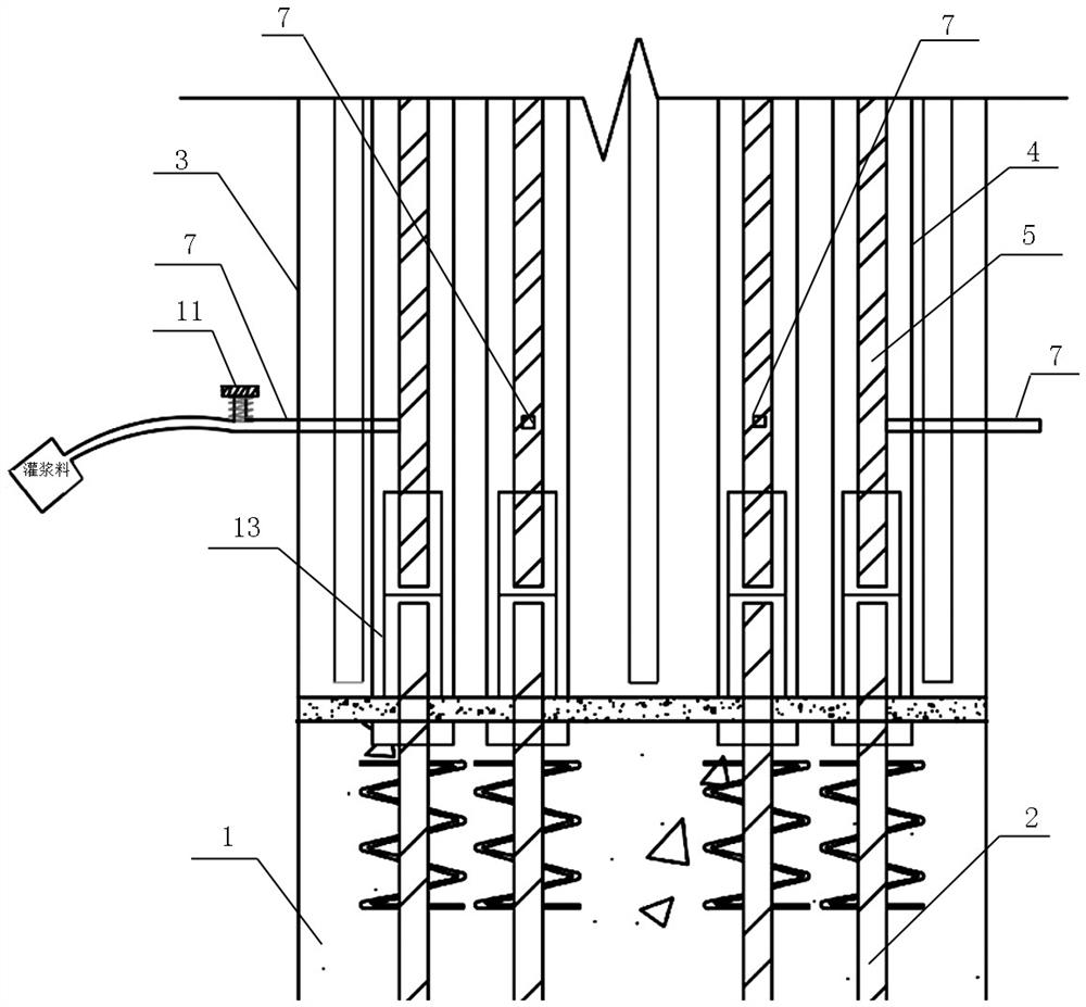 A construction method of prefabricated concrete column embedding end high pressure grouting construction structure