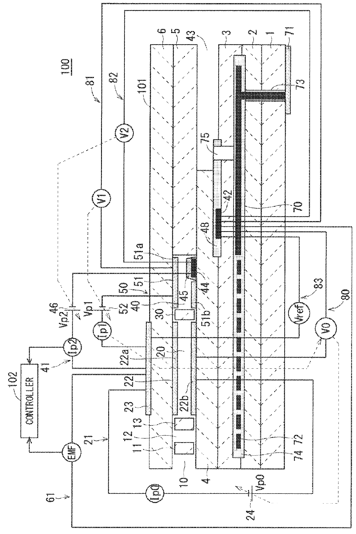 Gas sensor, catalyst diagnosis system, and catalyst diagnostic method