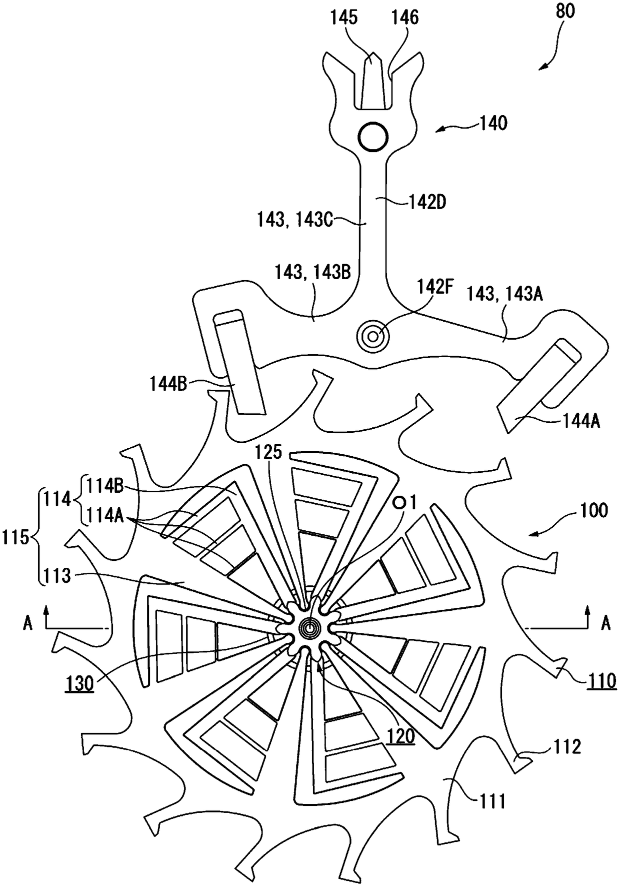 Timepiece component, timepiece movement, and timepiece