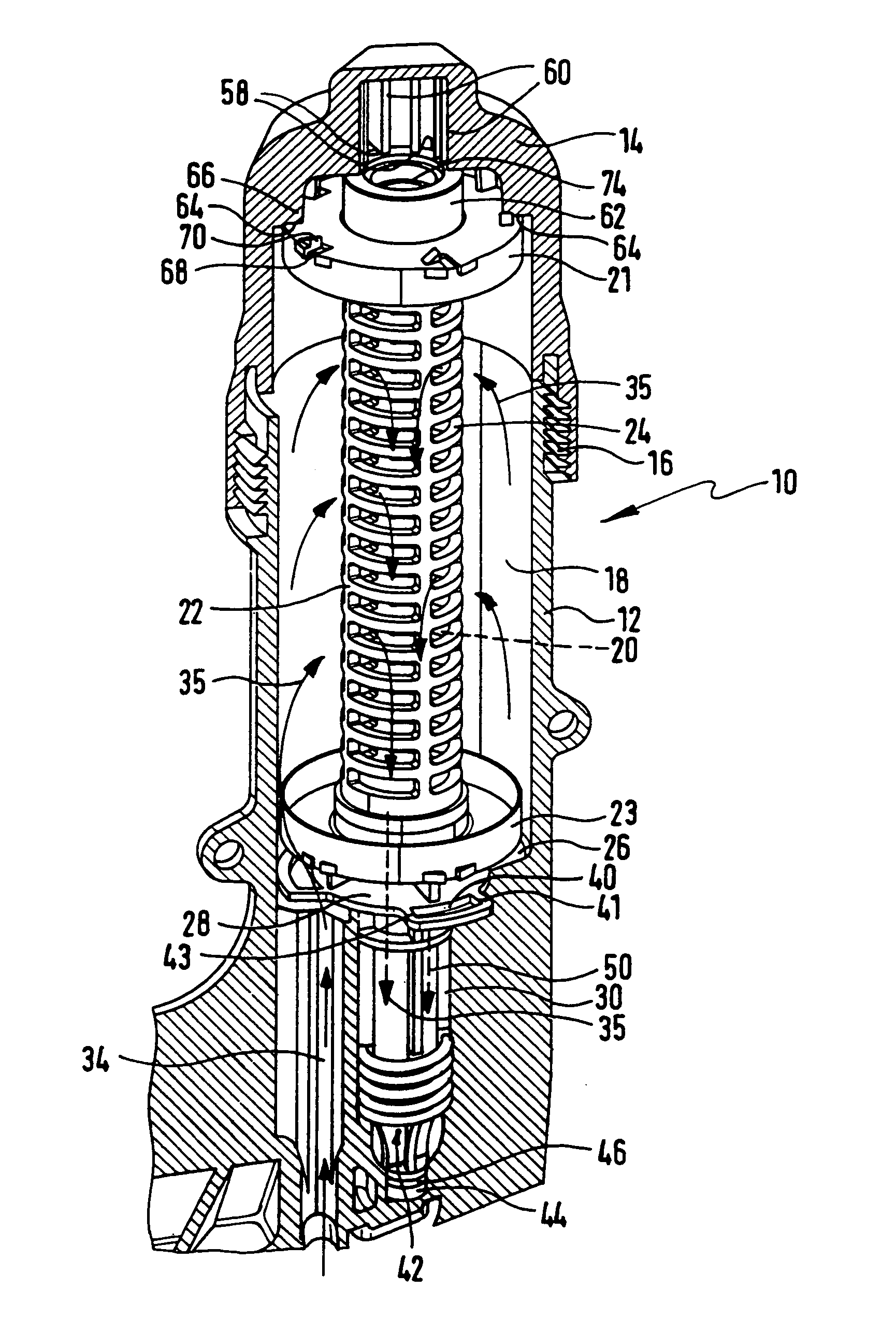 Oil filter assembly and associated filter element