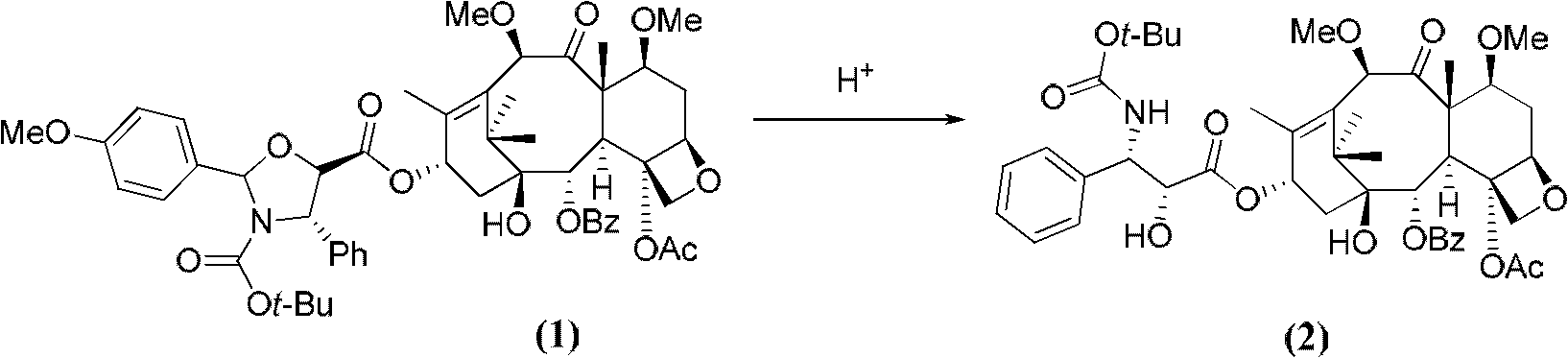 Method for removing protective groups and preparing dimethoxy taxane compound