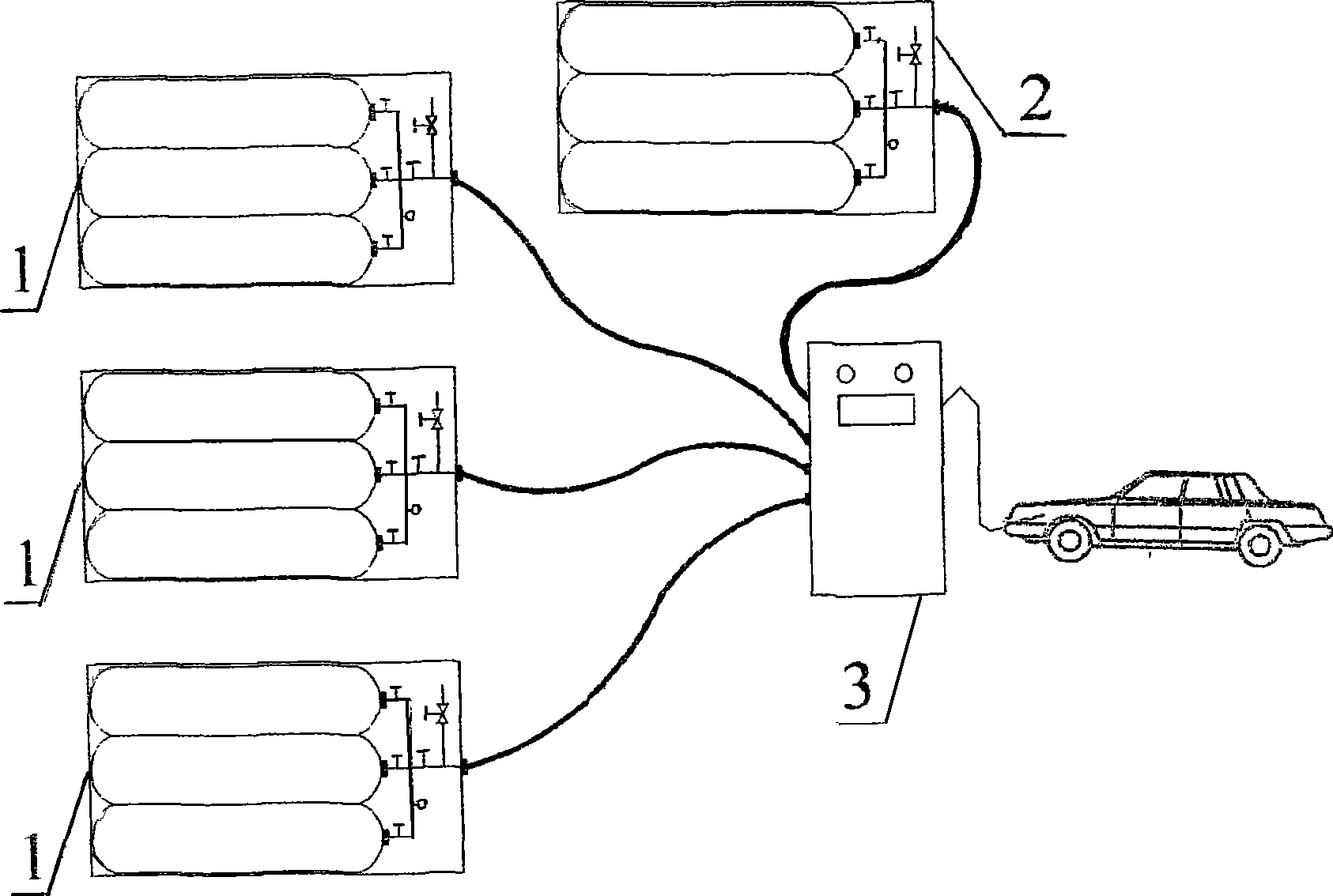 Gas filling substation additional high-pressure gas-filling method and device