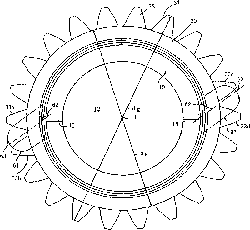 Transmission with gear and oil channel