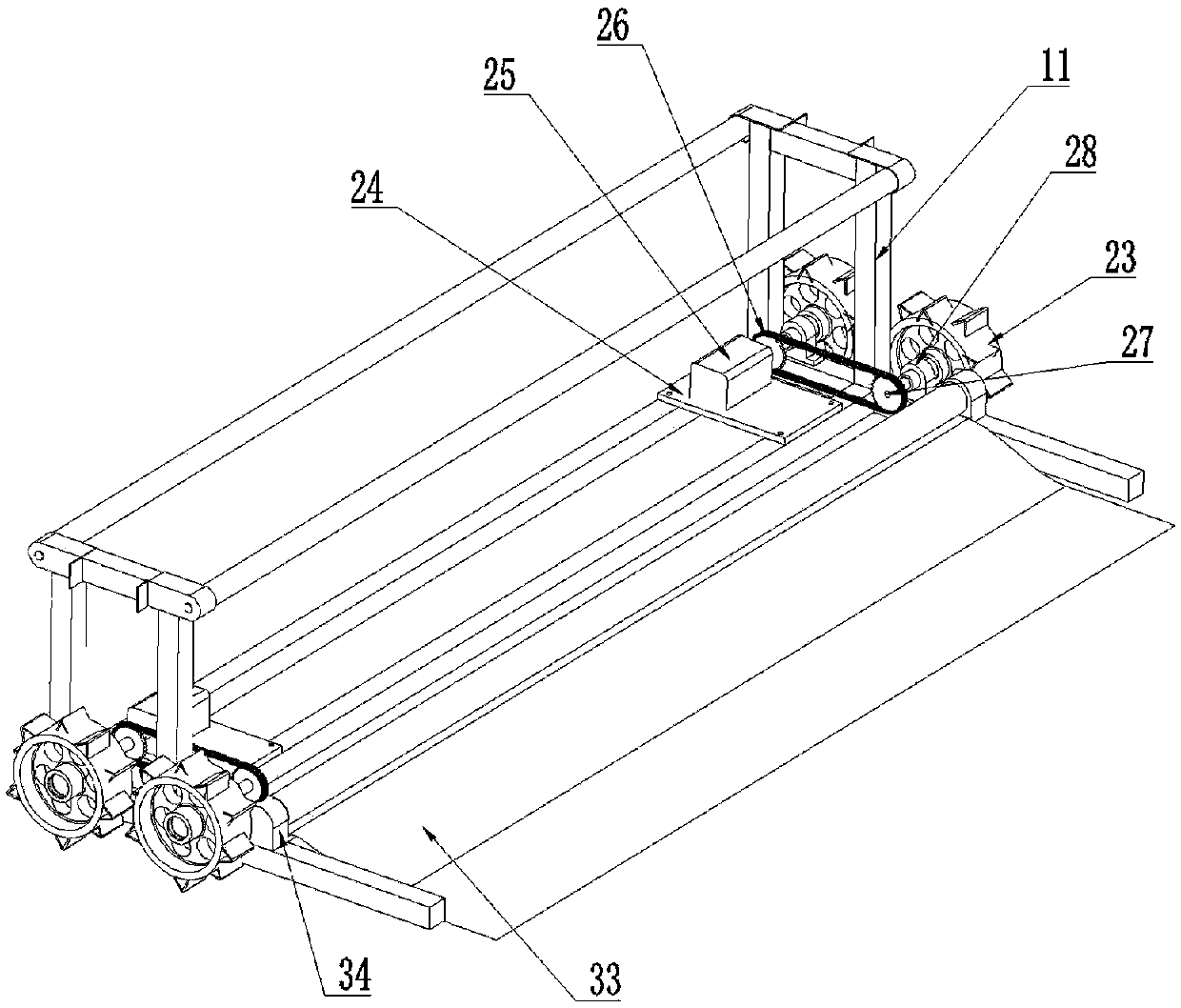 Seedling tray laying device for single-side tray loading and tray laying method thereof