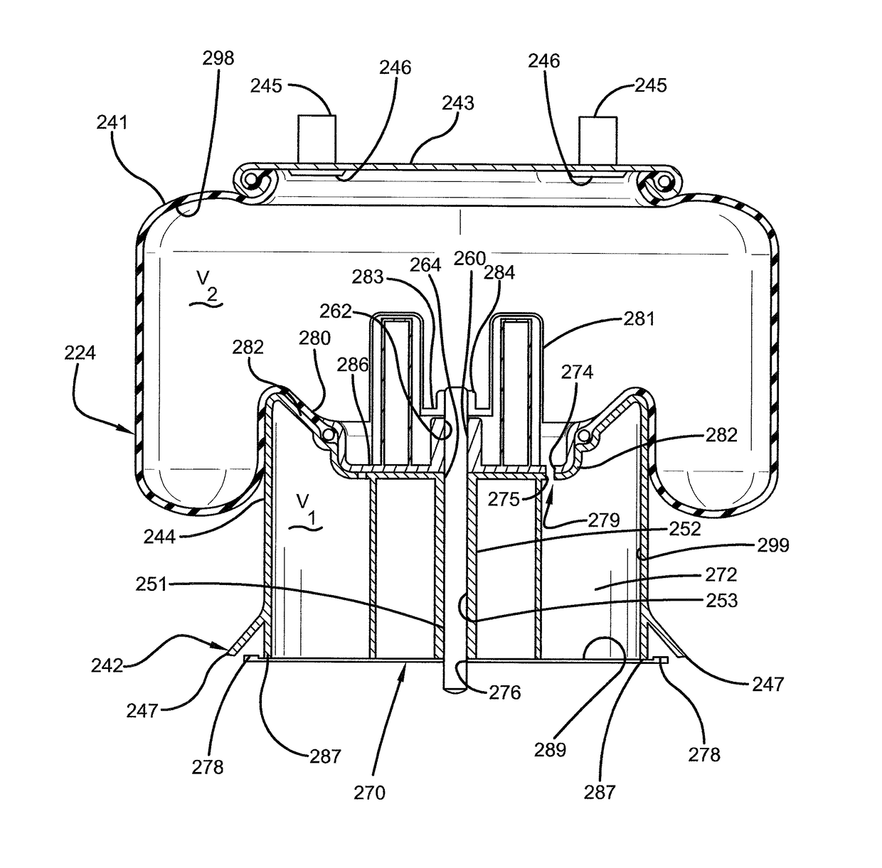 Air spring with damping characteristics for heavy-duty vehicles