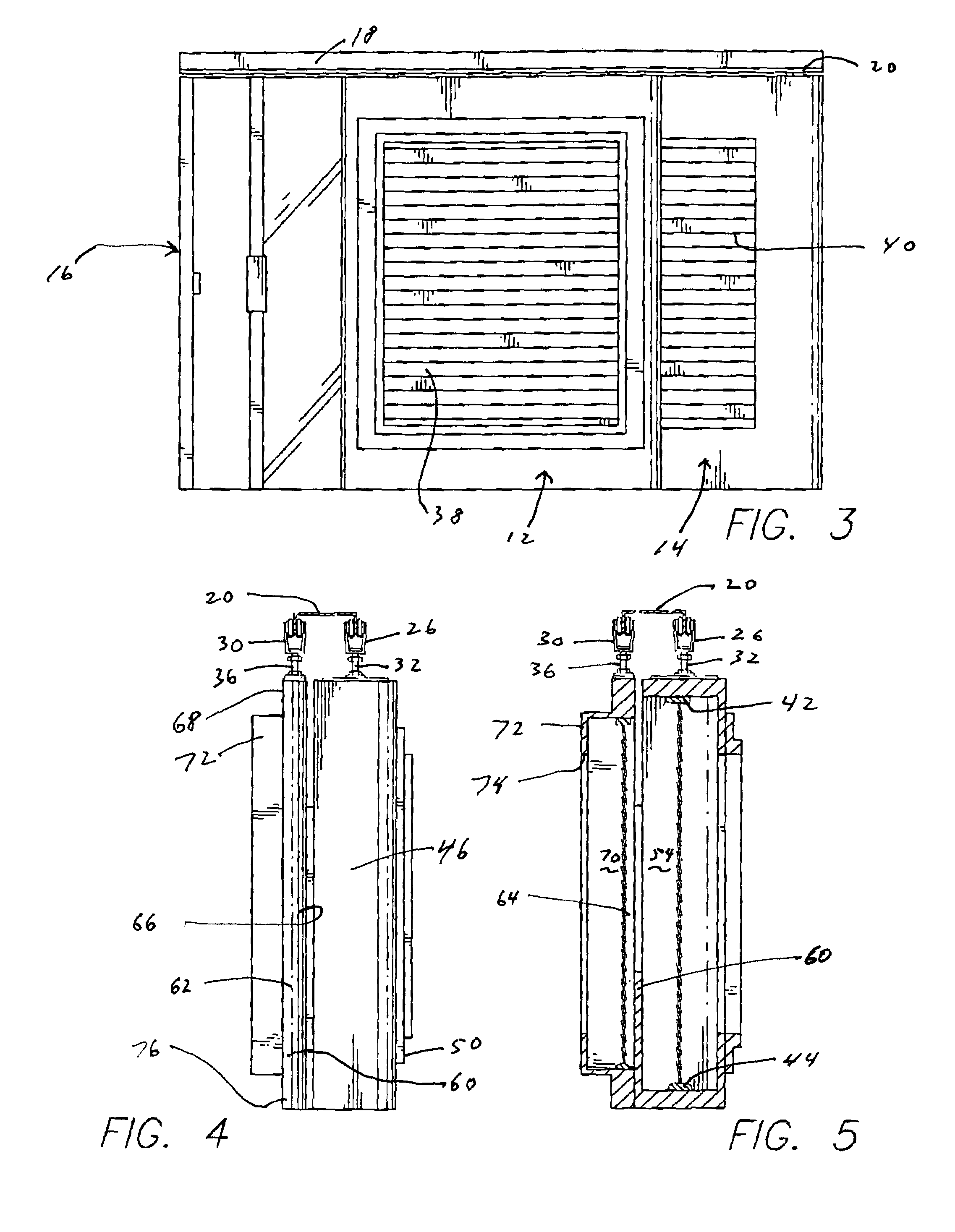 Assembly of sashes for sliding glass doors