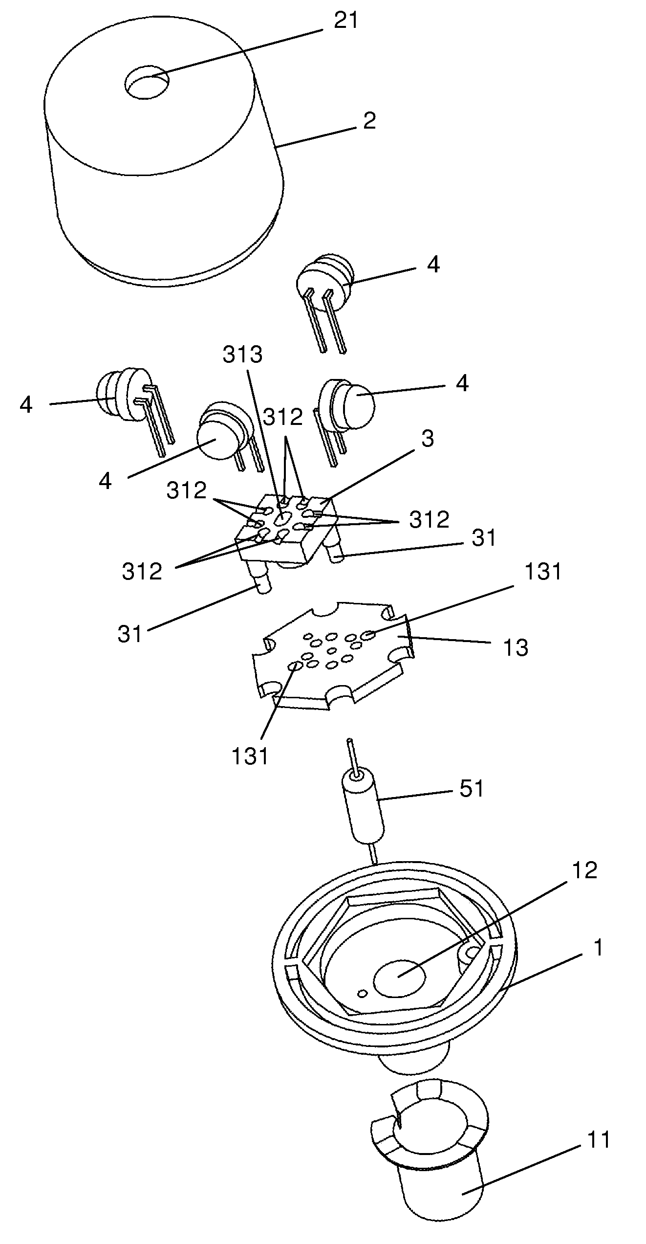 LED light module for portable lighting