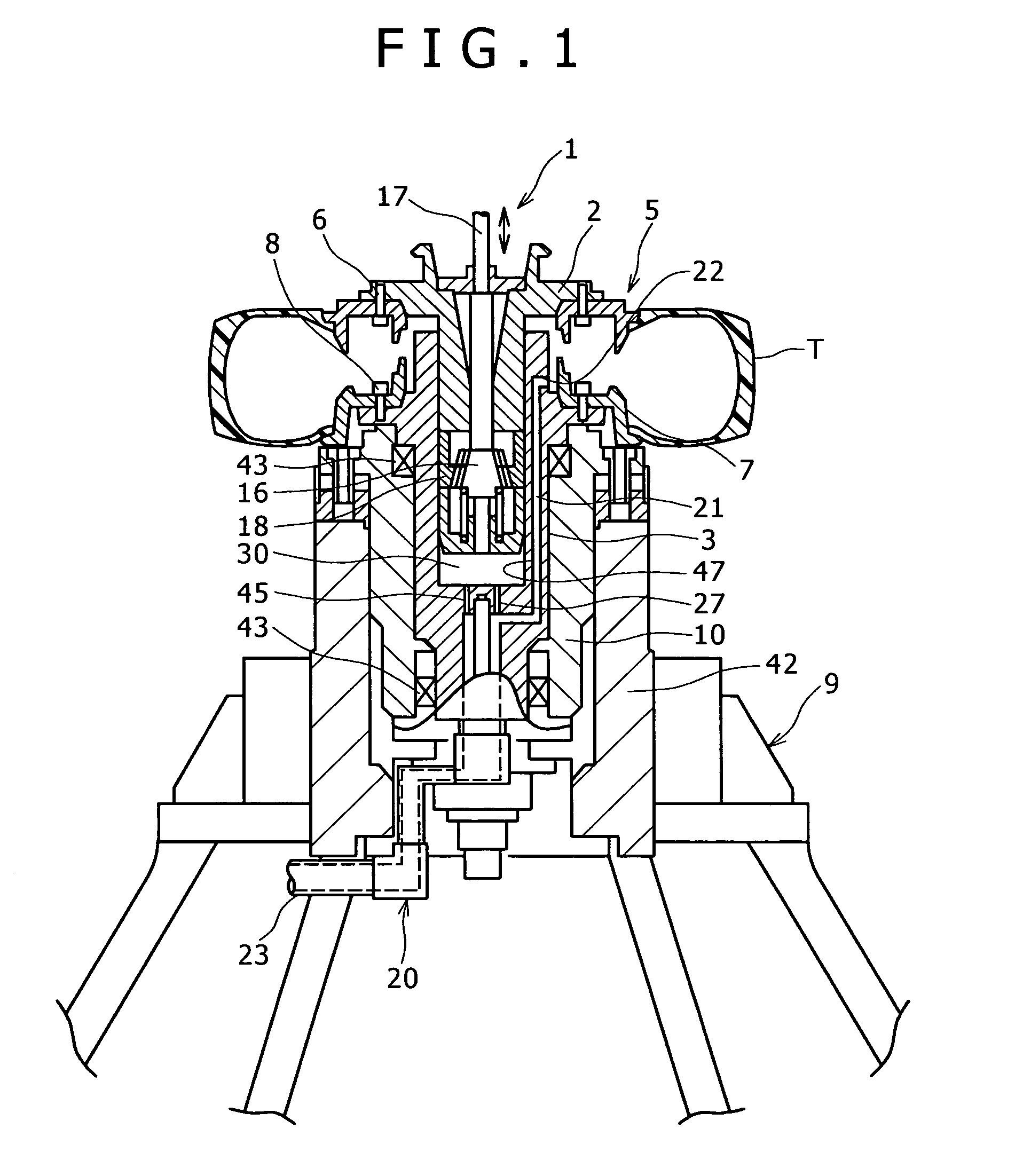 Tire testing machine and axis misalignment measuring method for tire testing machine