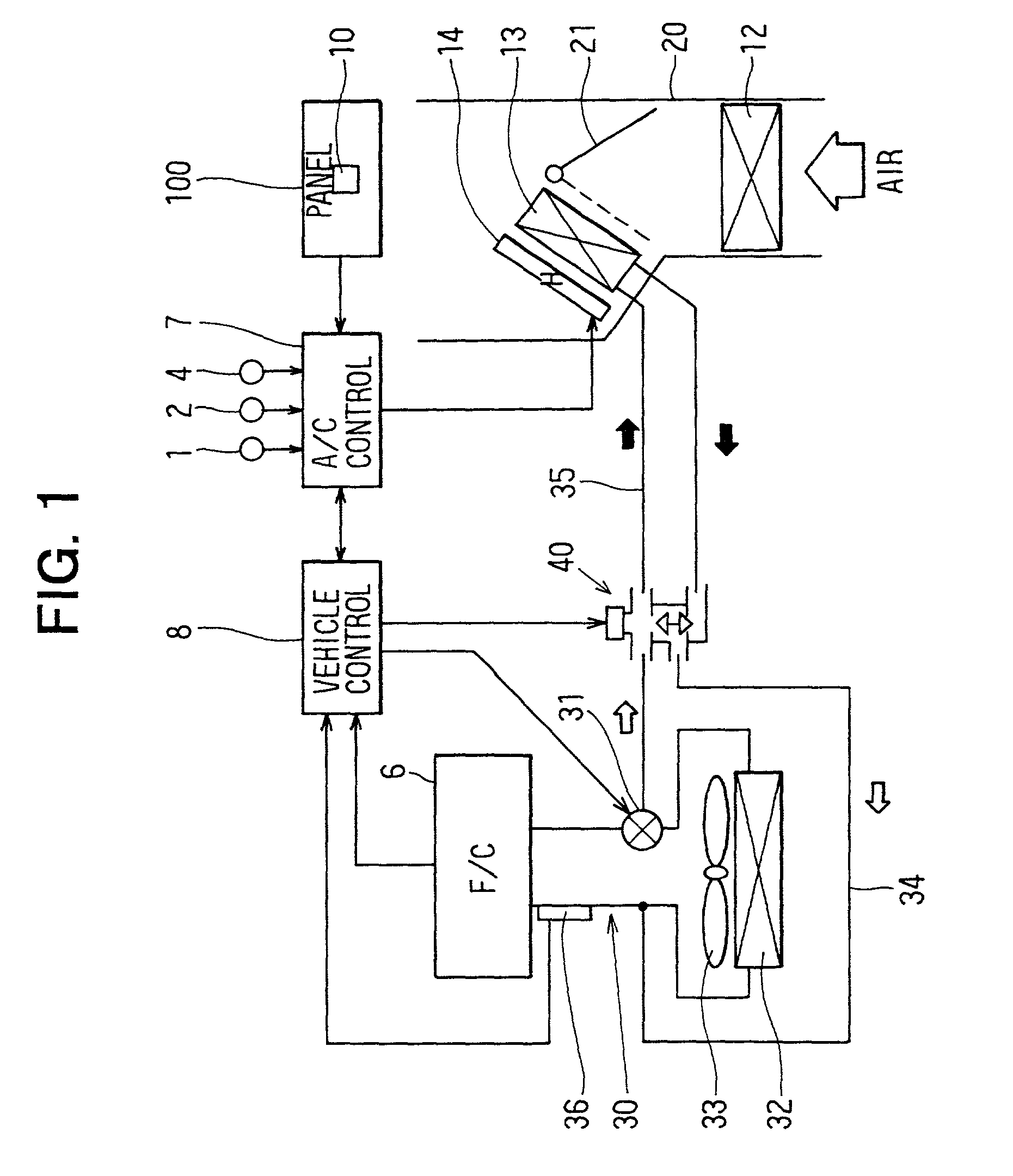 Vehicle air conditioner with heating capacity control of cooling water circuit