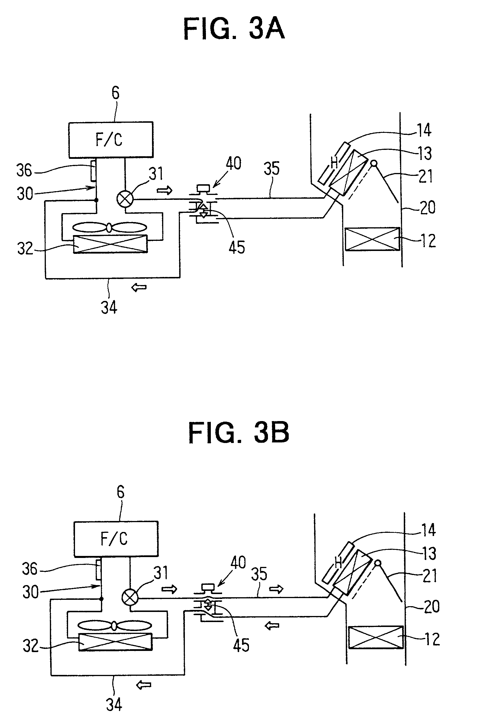 Vehicle air conditioner with heating capacity control of cooling water circuit