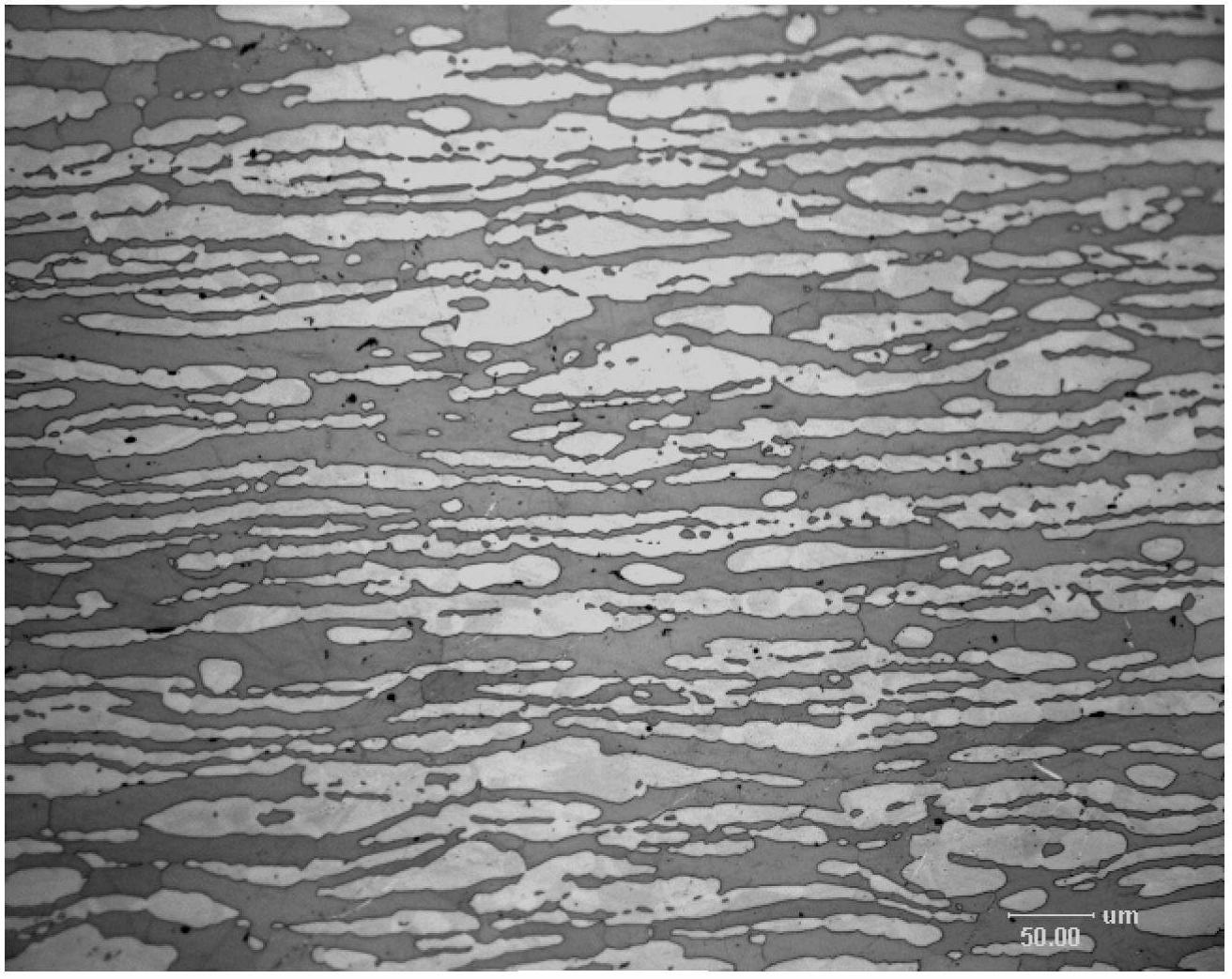 Medium plate made of duplex stainless steel with excellent low-temperature toughness and manufacturing method for medium plate