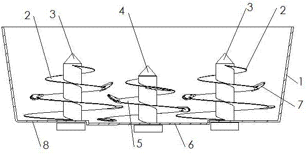 Vertical multi-auger mixer with blades