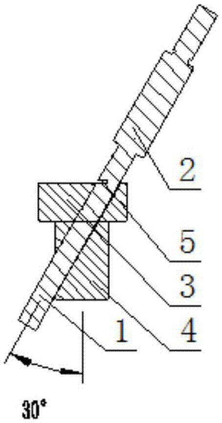 Special detection device for 30-DEG inclined hole in gear pump upper cover