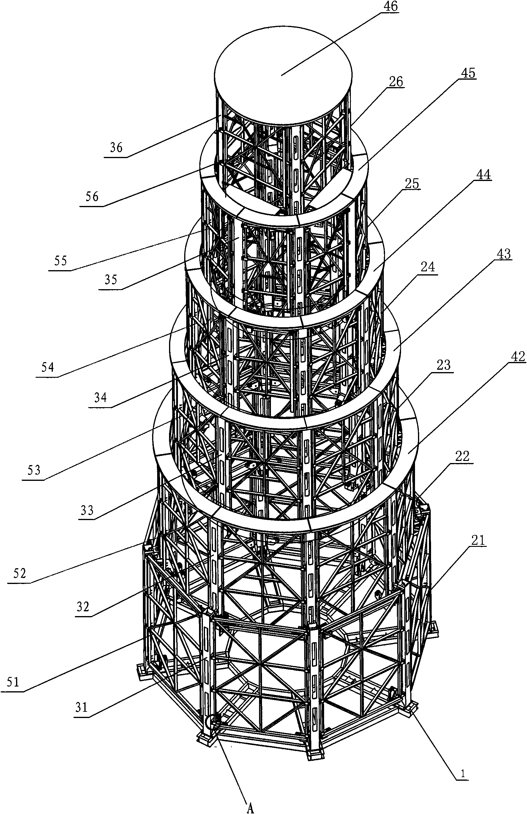 Multilayer telescopiform expanding three-dimensional stage