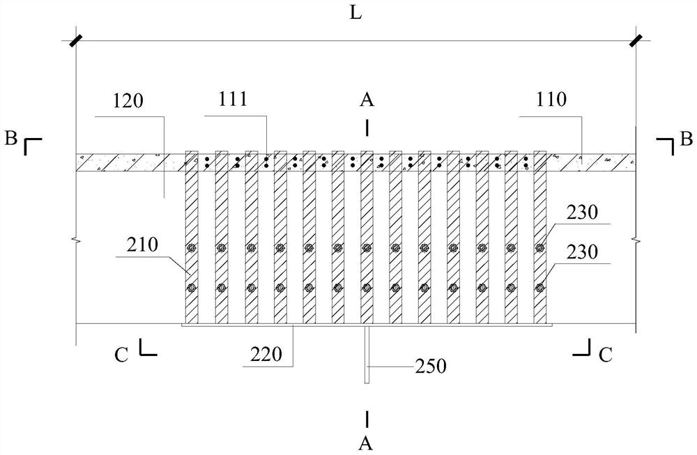 Connecting device and method for connecting joint of buckling restrained brace and existing concrete beam