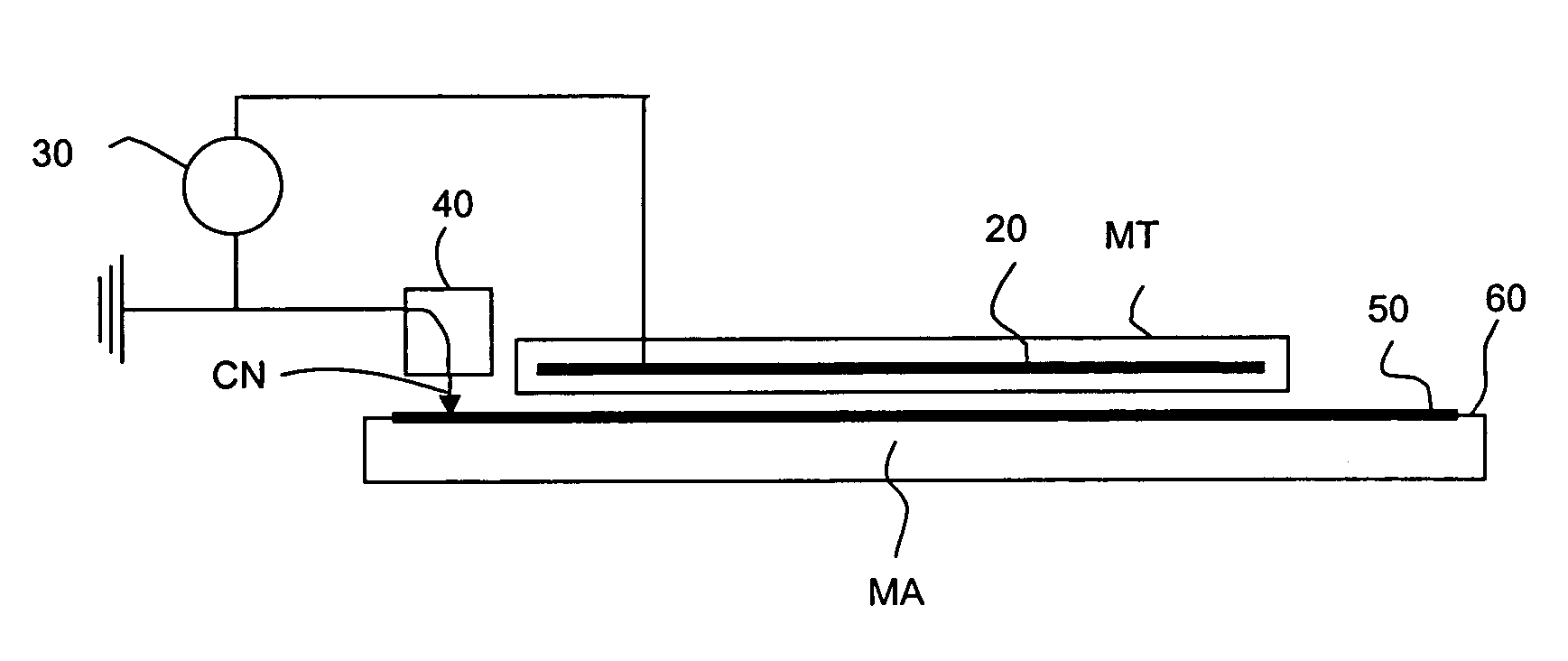 System for electrically connecting a mask to earth, a mask