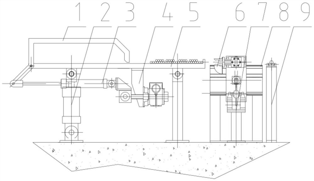 Pipe and bar material distributing mechanism and method