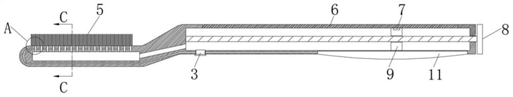 A toothbrush used for quantitatively using toothpaste for children