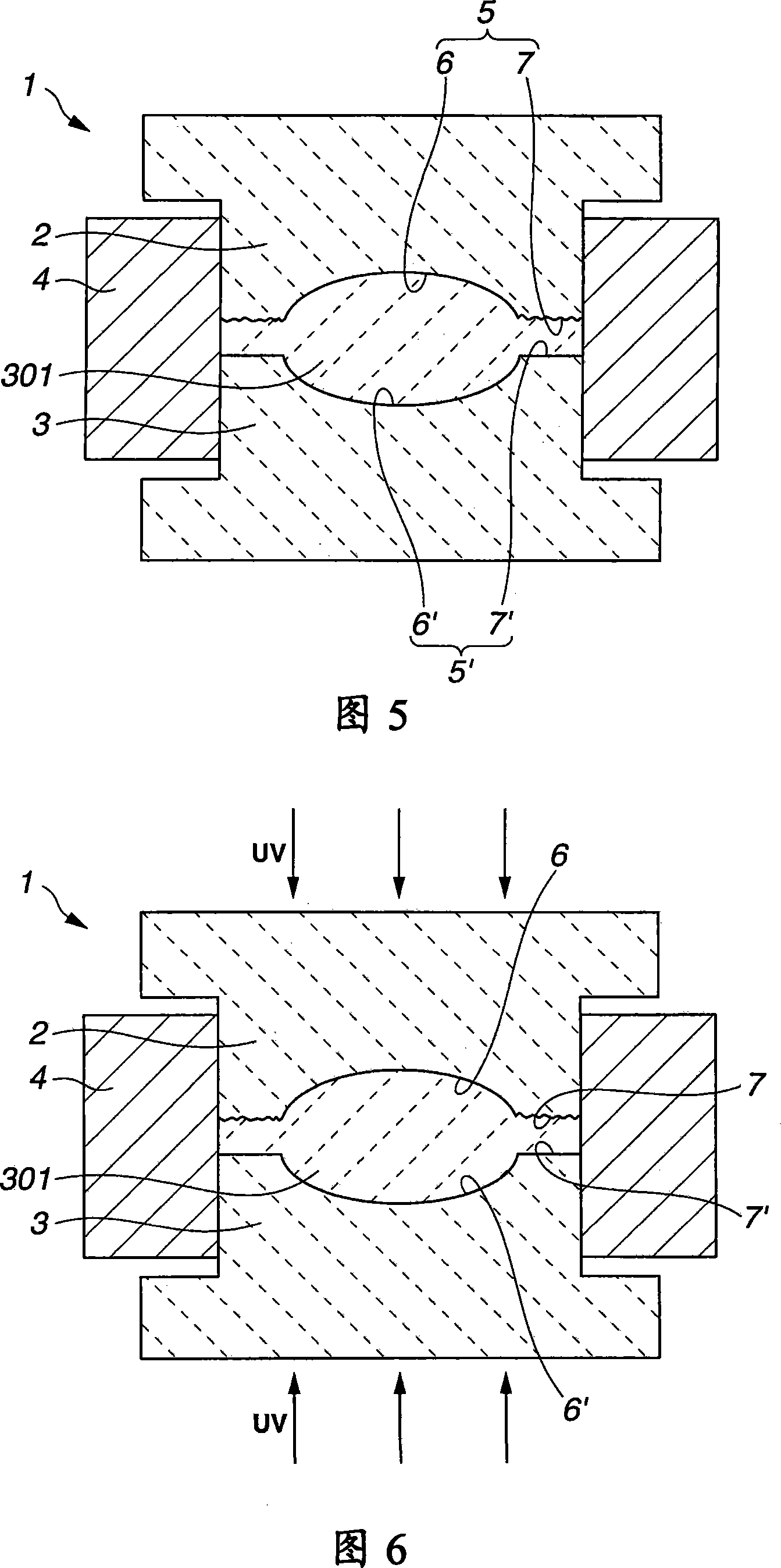 Optical element and production device for producing same