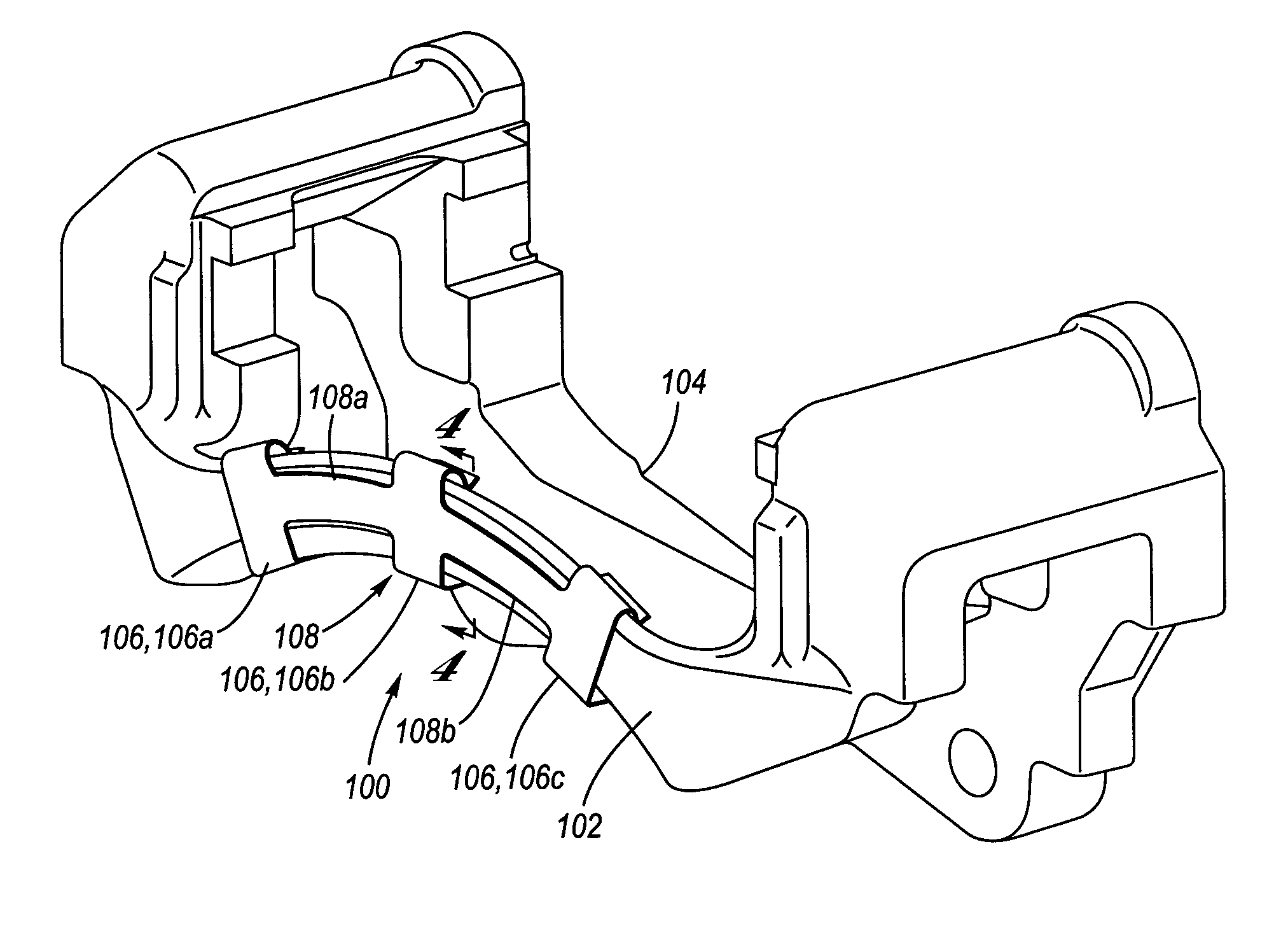 Coulomb friction damped disc brake caliper bracket