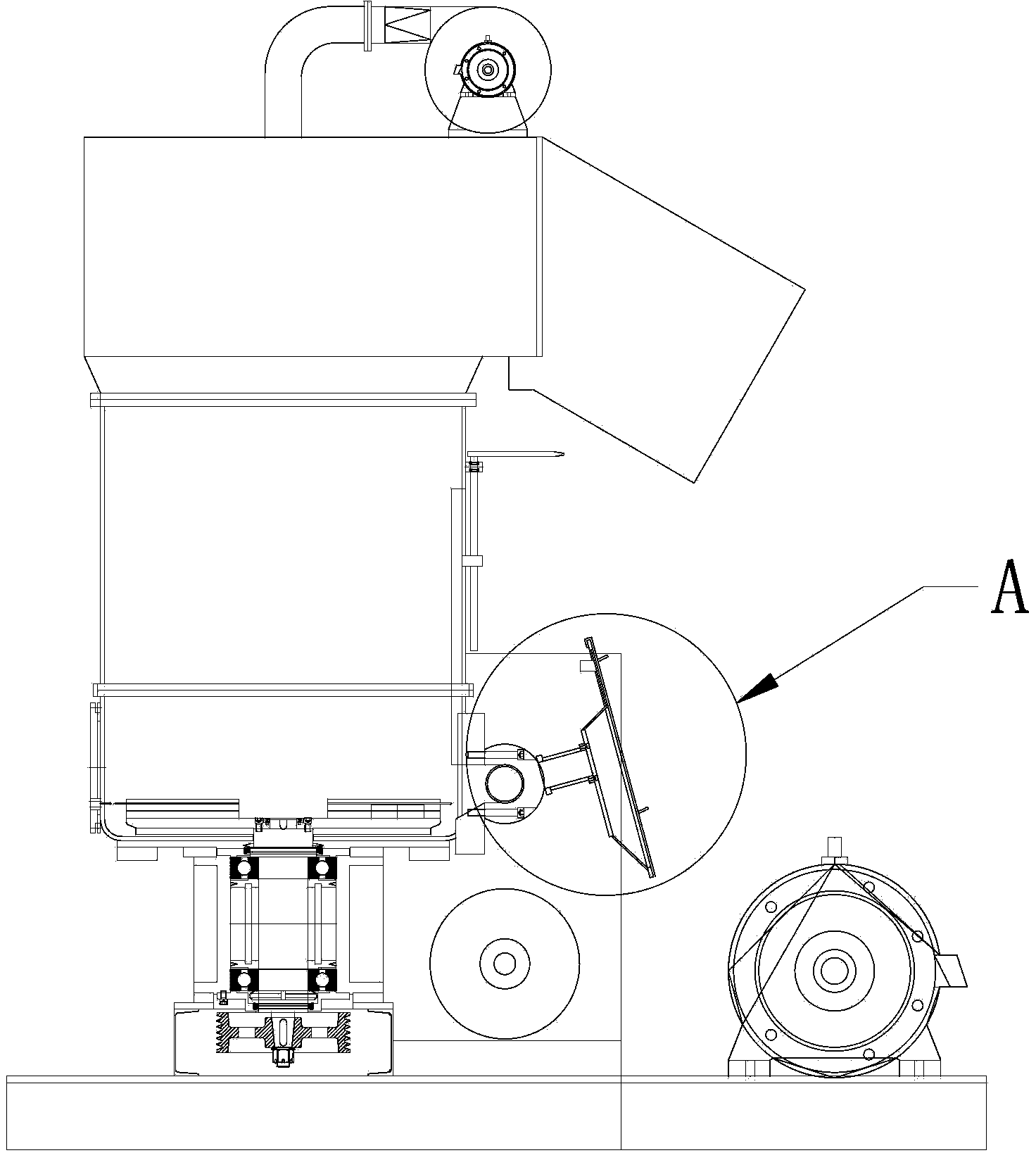 Vacuum exhaust device for discharge barrel of waste plastic film recycling and granulating line