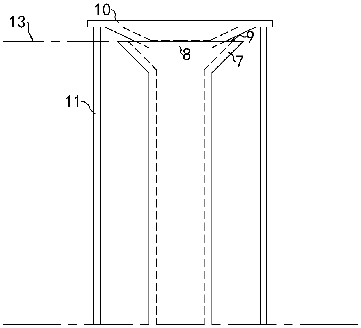 Distributing pipe inlet device for high water tank