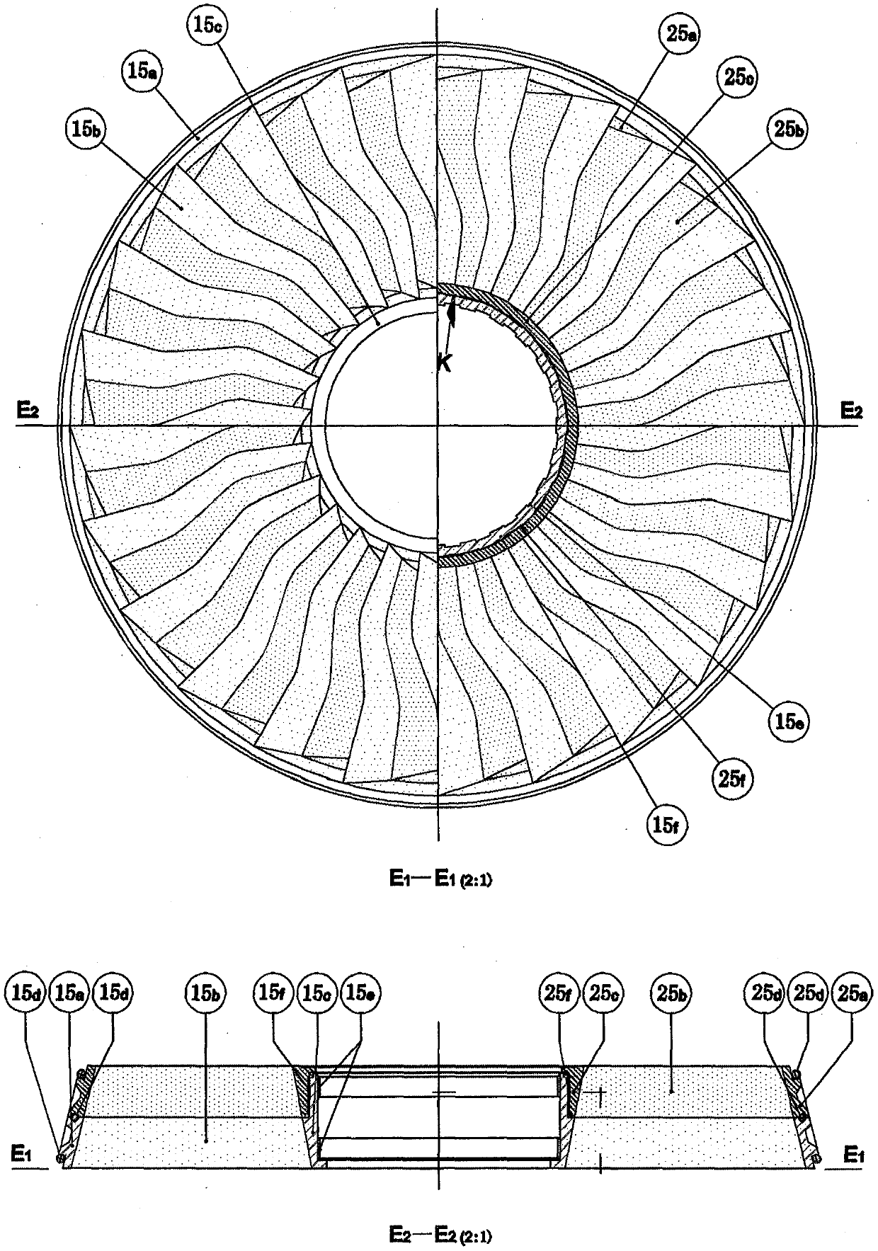 Multi-shaft drive two-way rotating fan turbine and fan compressor with inserts