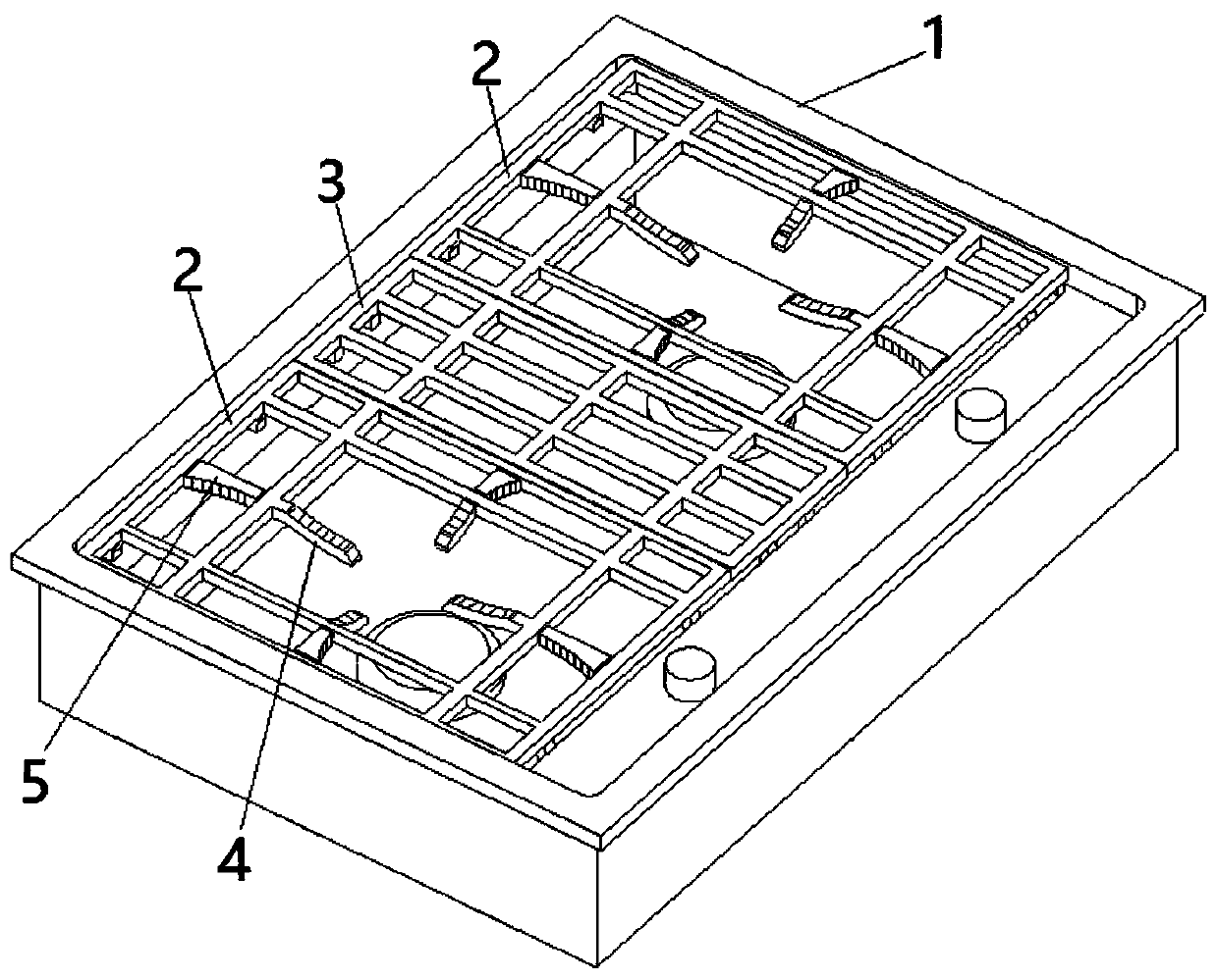 A sunken cooker that prevents the pot from slipping