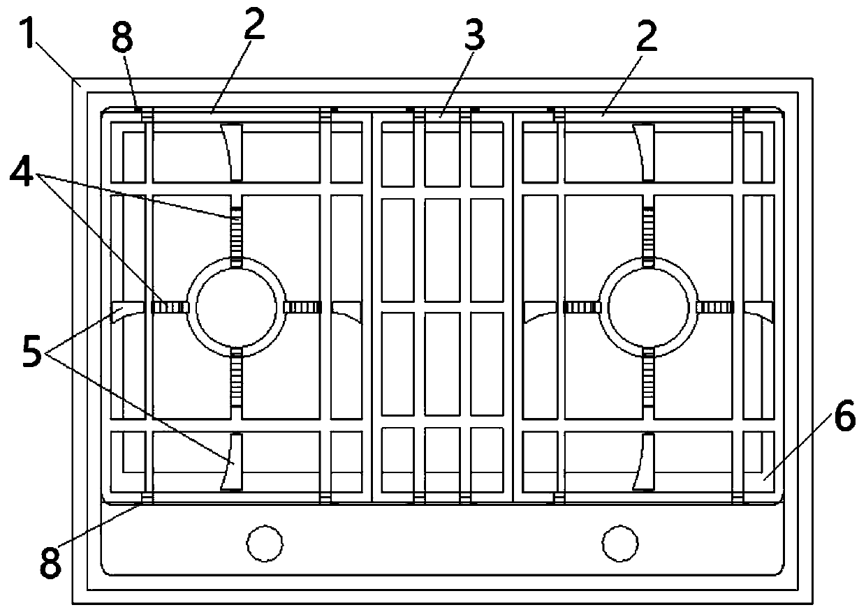 A sunken cooker that prevents the pot from slipping