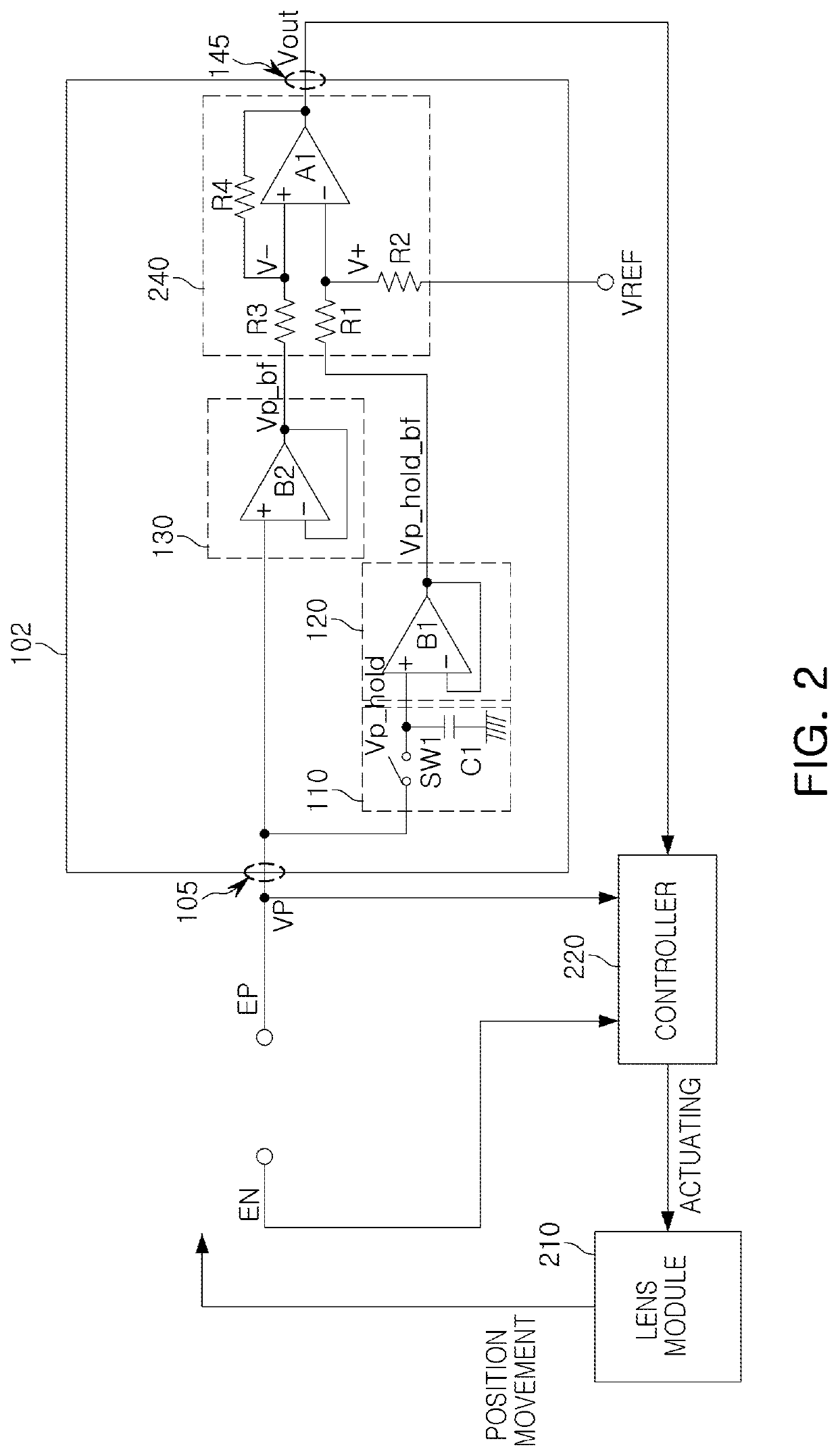 Circuit for monitoring voltage of output terminal of hall sensor and circuit for supporting lens module actuating controller