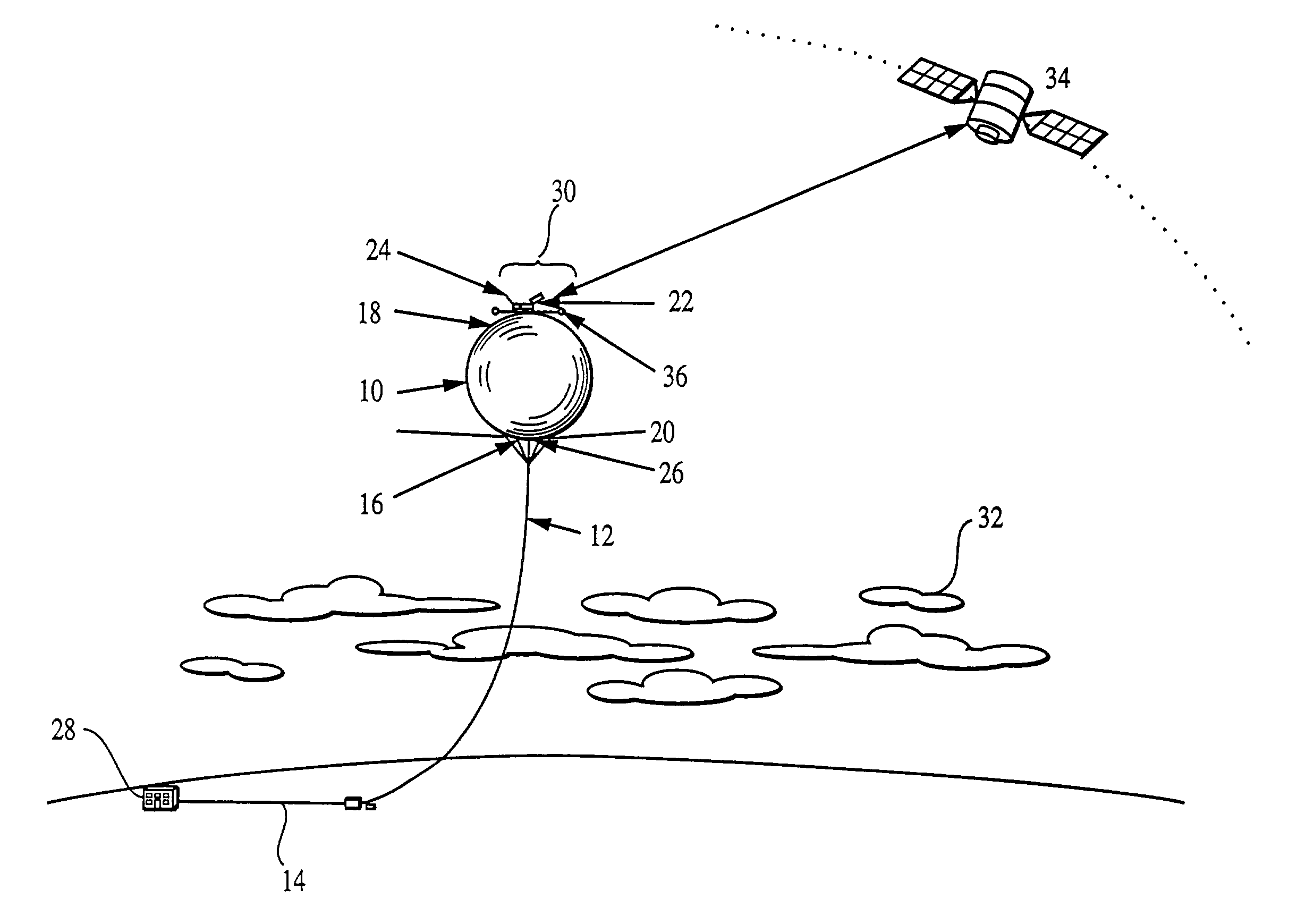 Optical communication system using a high altitude tethered balloon