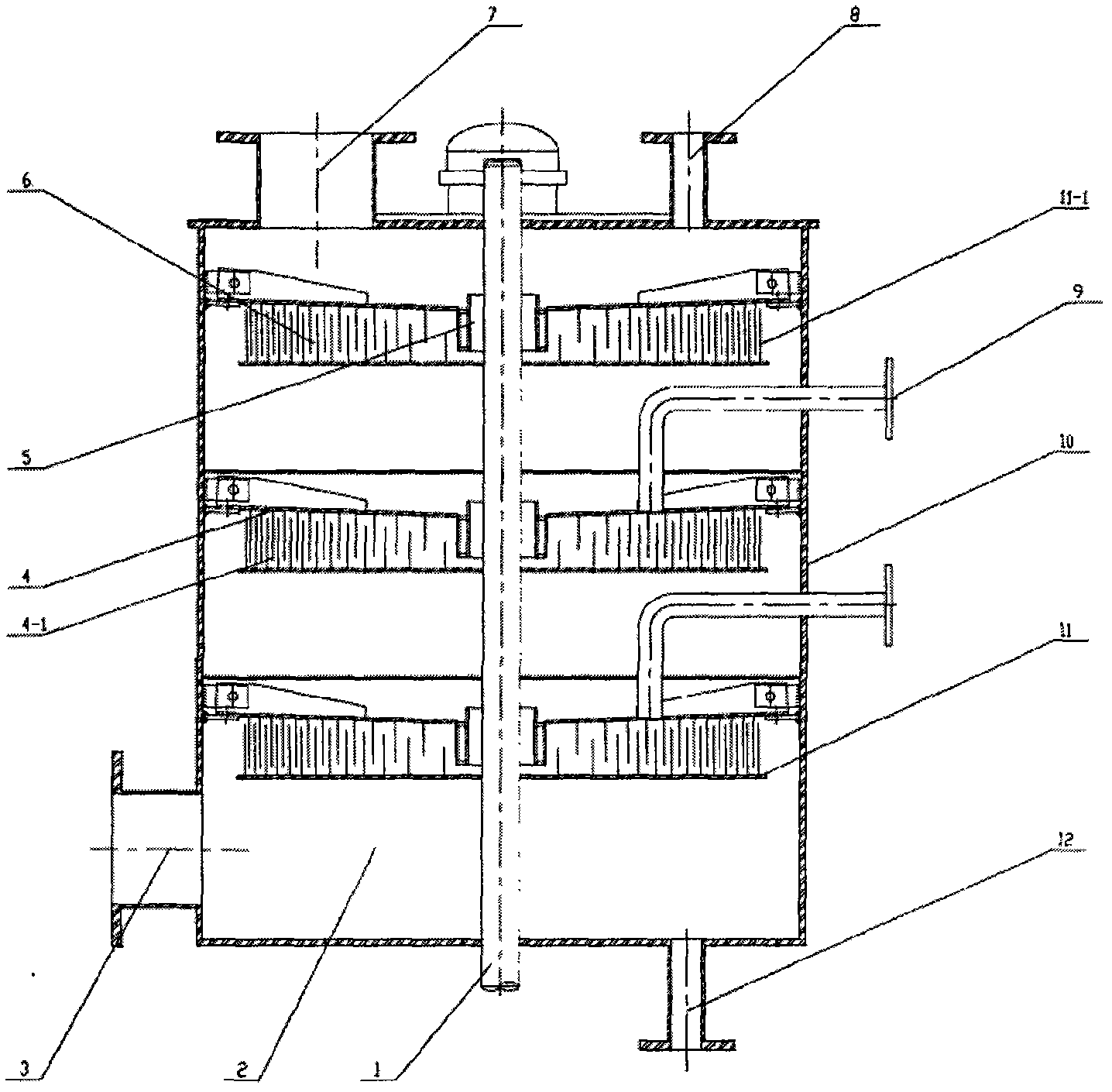 Multilayer heterogenic baffling ring high-speed centrifugal rectifying tower