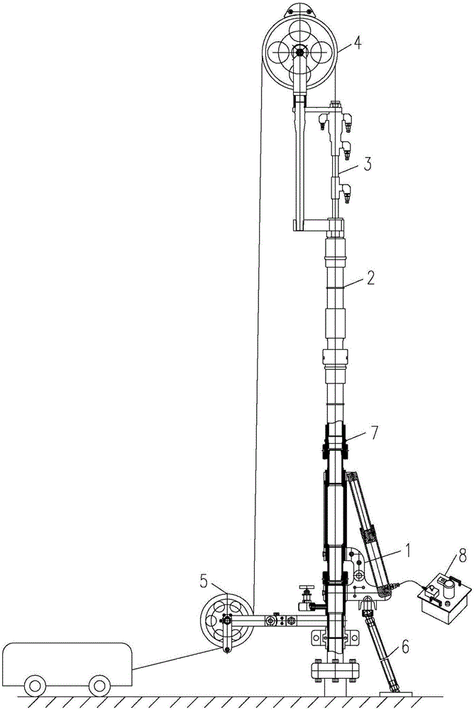 Hydraulic blowout prevention lifting device for liquid injection profile well logging