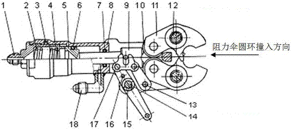 Drag parachute lock hook device