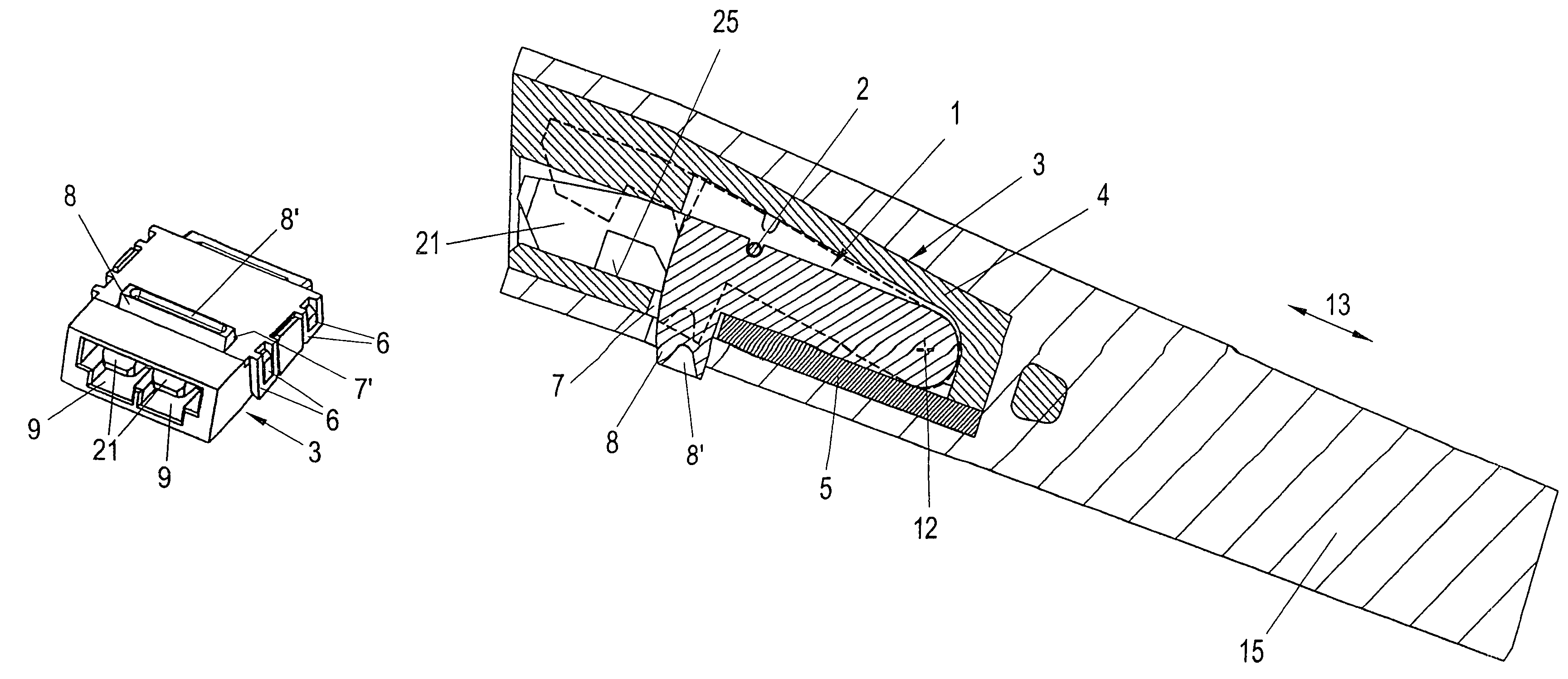 Device for the connection of a band to a further part