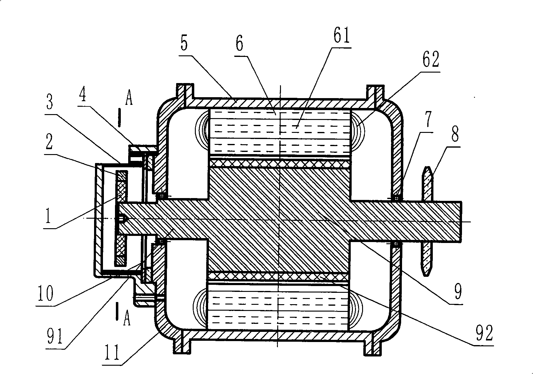 Permanent magnet brushless motor with separated Hall position transducer and motor stator