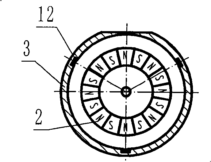 Permanent magnet brushless motor with separated Hall position transducer and motor stator