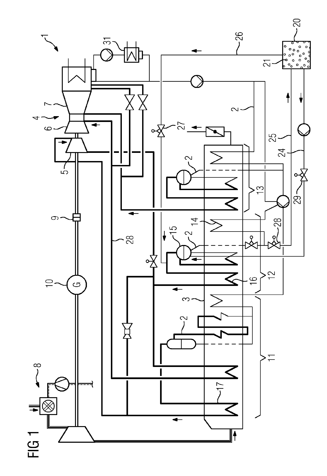 Power plant with heat reservoir