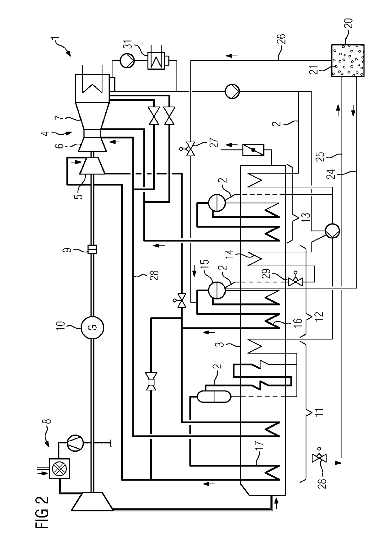 Power plant with heat reservoir