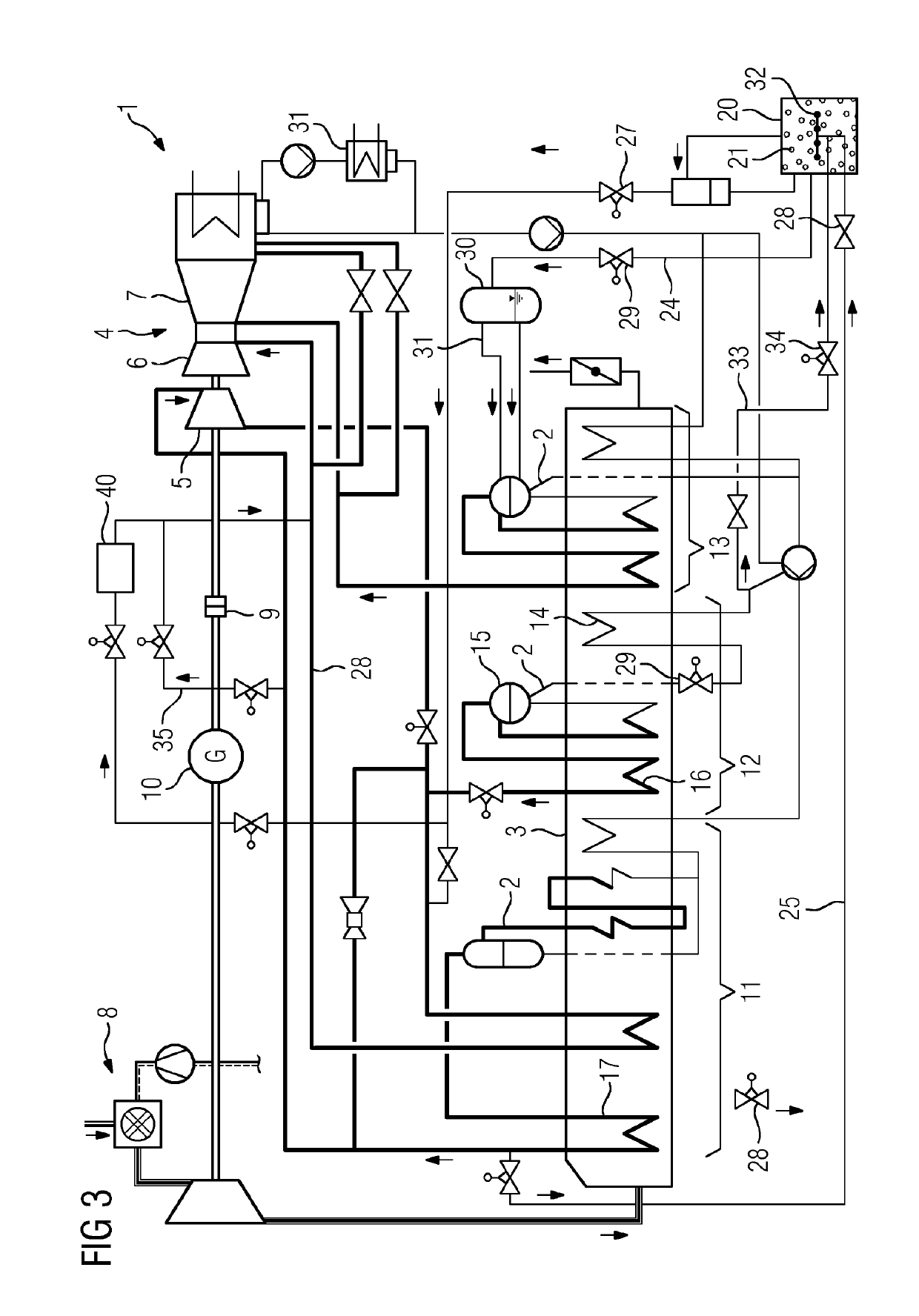 Power plant with heat reservoir