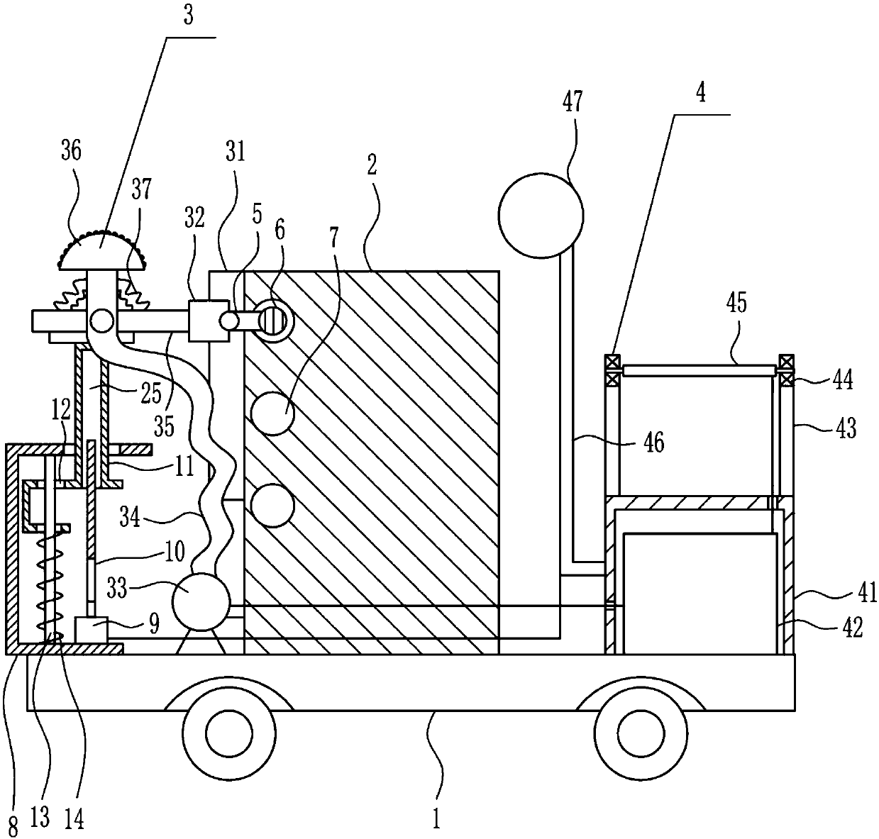 Illuminable-type spraying and dedusting moving trolley for tunnel construction