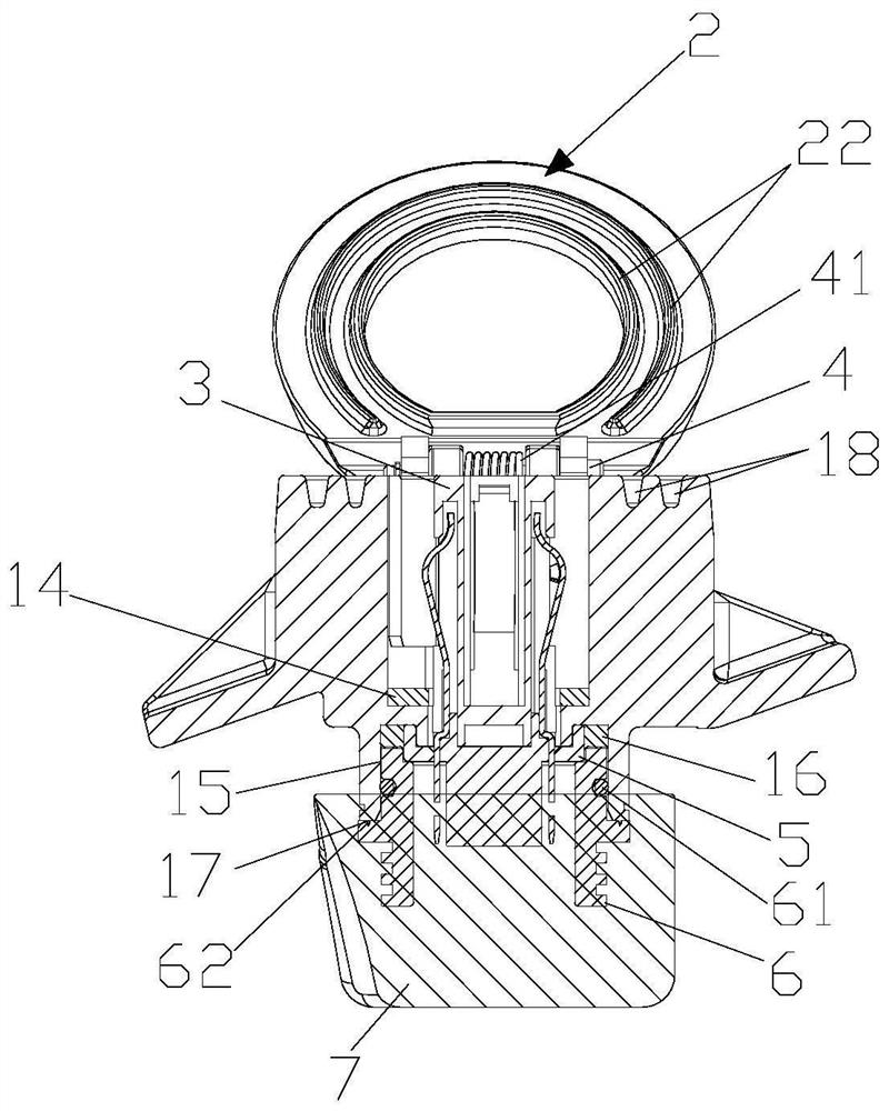 Flip type connector with rubber-coated tail part and metal stop elastic sheet