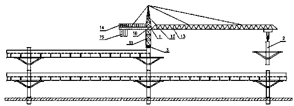 Road-bridge site installation structure, method and crane